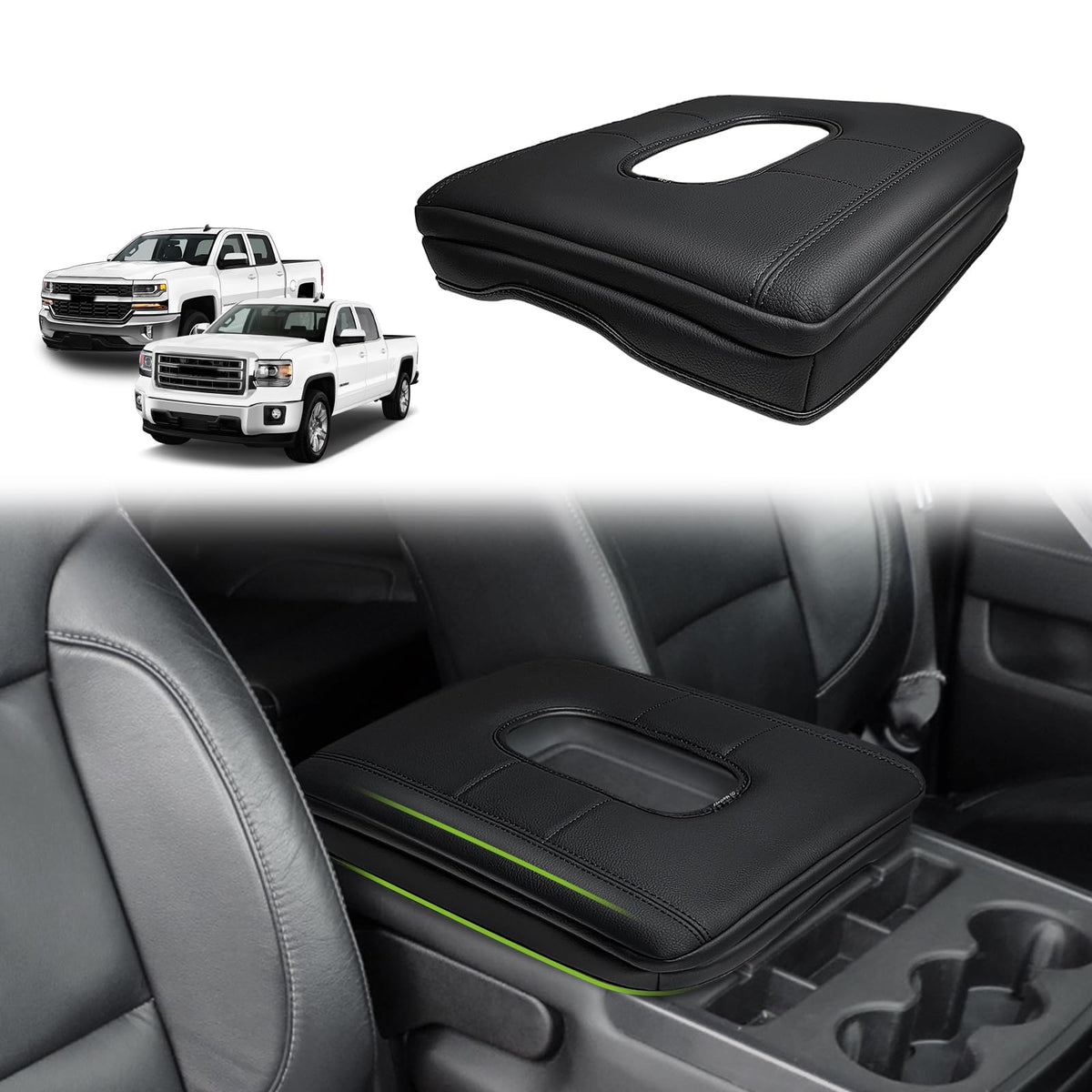 Muslogy Armrest Cover for Silverado/Sierra 2019-2026, Regular Thick, Bench