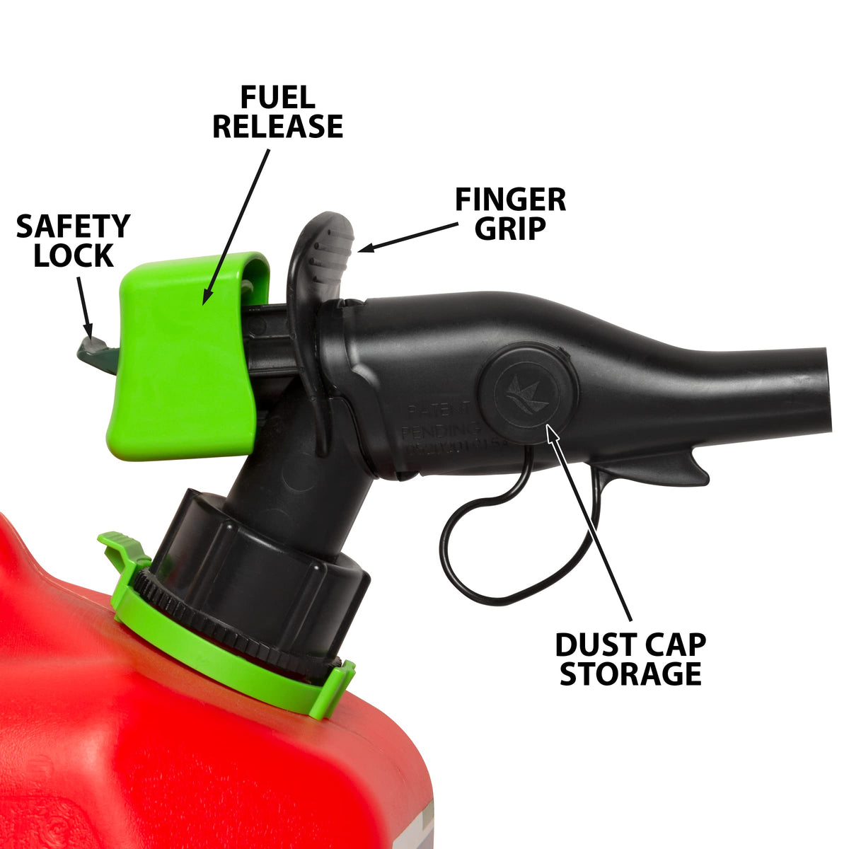 Scepter 5 Gal Gas Can, Spill Proof SmartControl Spout, Spout Extender, Red