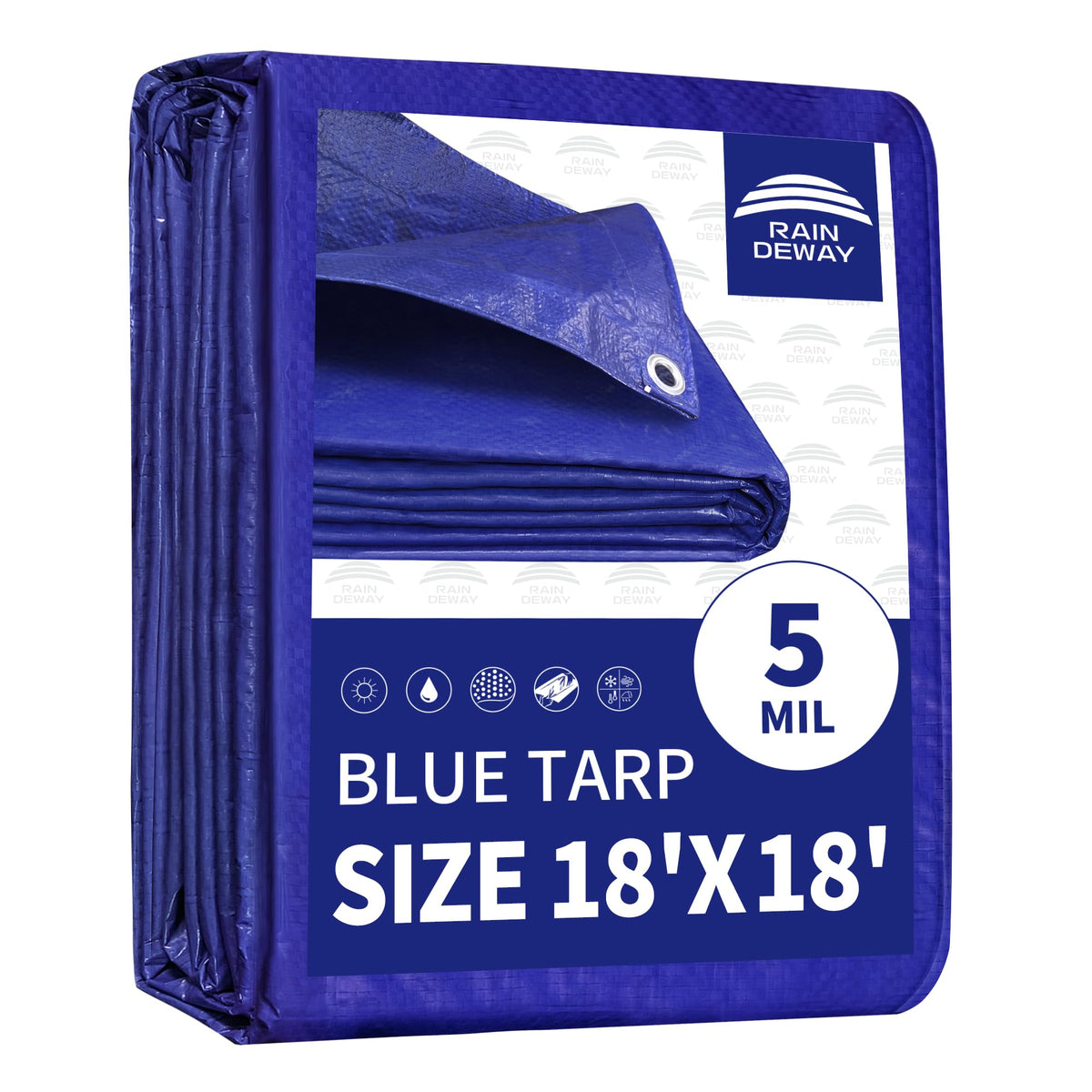 RAINDEWAY Tarps 8x10Ft 5.5 Mil Multipurpose Waterproof Poly Tarp Cover
