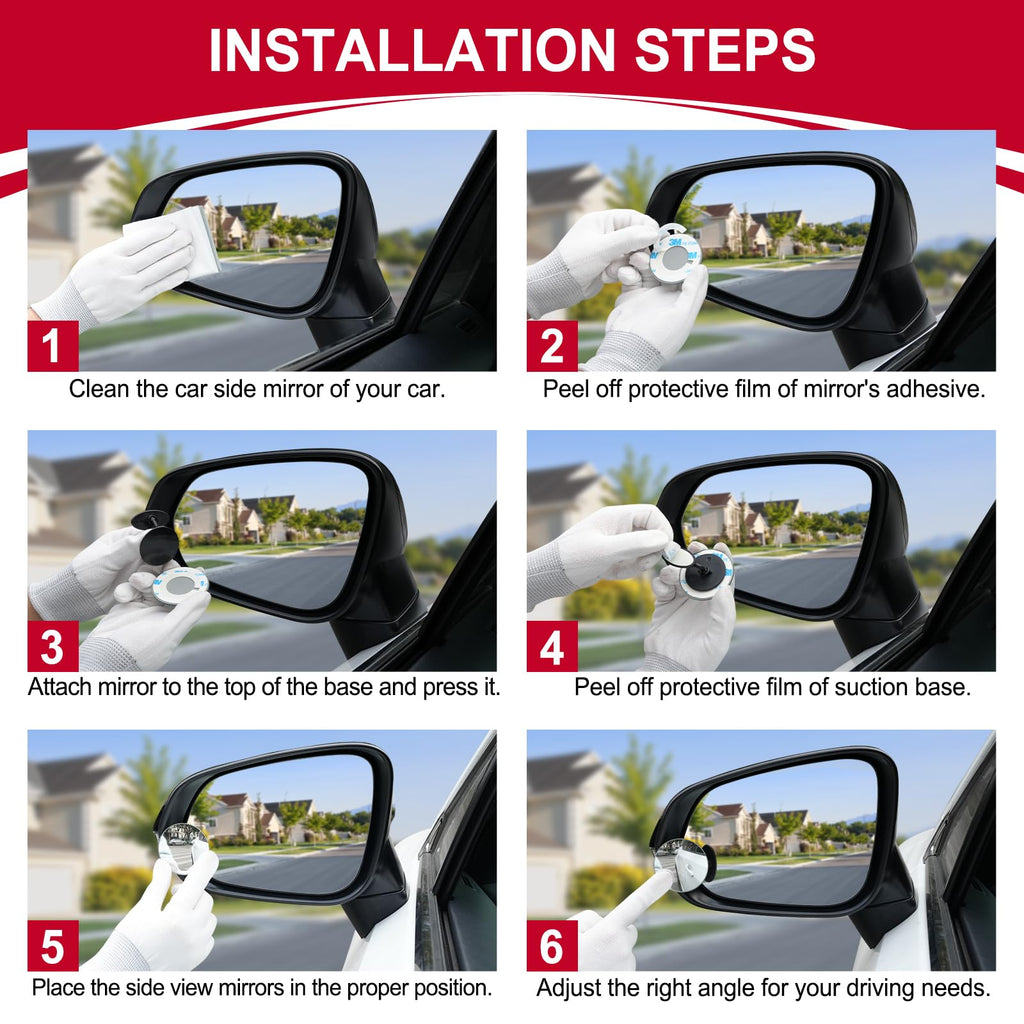 LivTee Blind Spot Car Mirror, HD Glass Frameless Convex Side Mirror Blindspot, Wide Angle Rear View Mirrors for SUVs, Trucks and RVs - Car Accessories