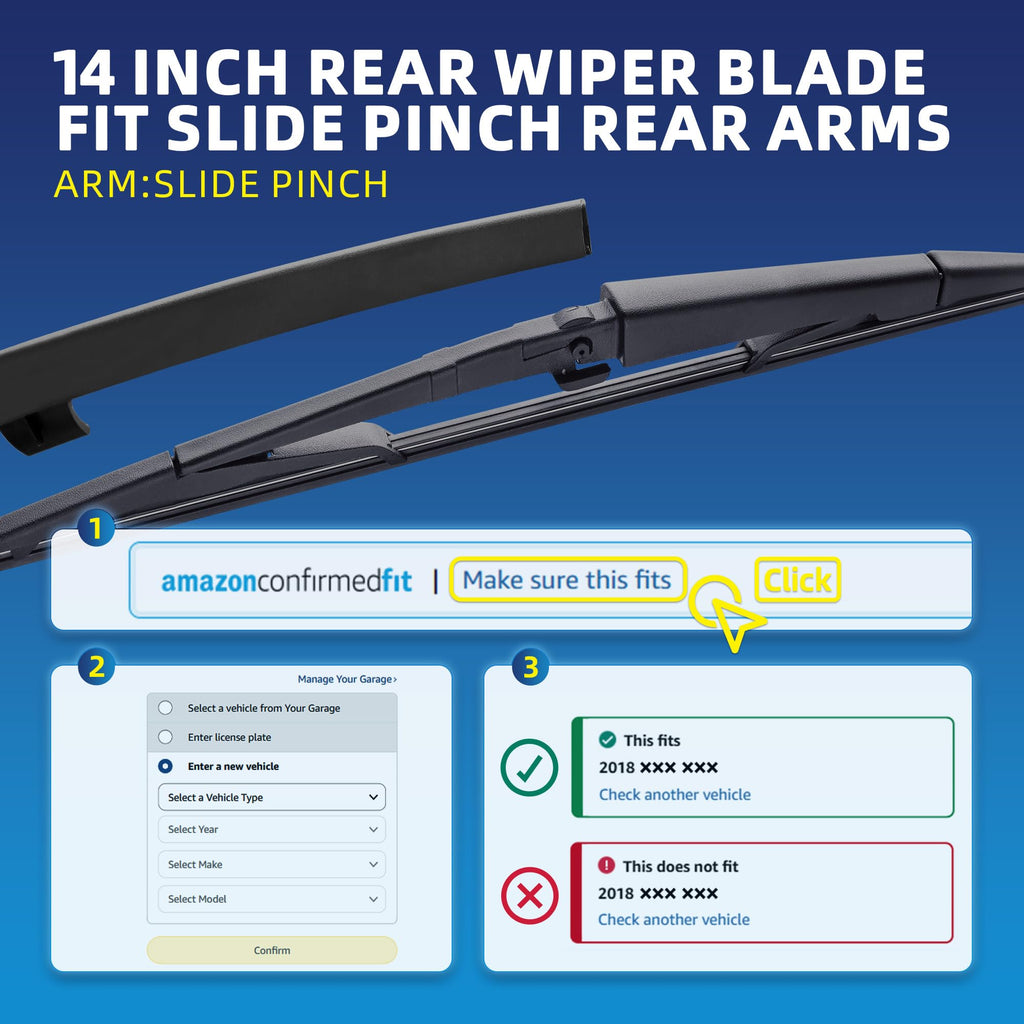 5 PLUS RearQuiet 12 Inch Rear Wiper Blade,OEM Replacement Rear Window Wiper
