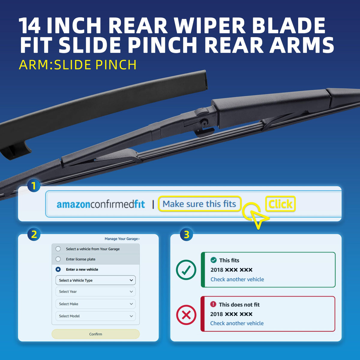 5 PLUS RearQuiet 12 Inch Rear Wiper Blade,OEM Replacement Rear Window Wiper