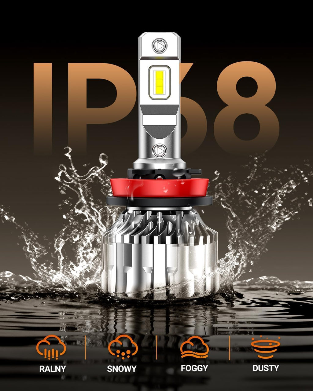 SEALIGHT H13 Bulbs, 70000LM 800% Brighter 6500K Cool White H13 Bulbs with Fan, 70000H Lifespan, IP68 Waterproof, Pack of 2