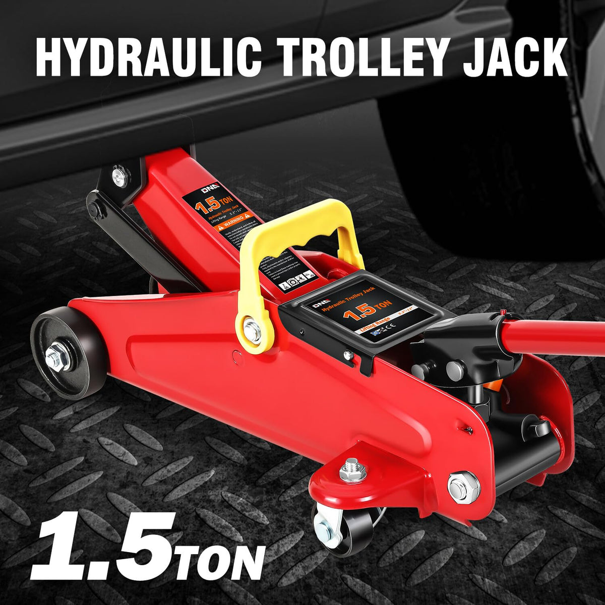 DNA Motoring TOOLS-00234 Low Profile Hydraulic Trolley Service/Floor Jack, 2 Ton (4000 lbs) Capacity, Lifting Range 5.1"-13", Black