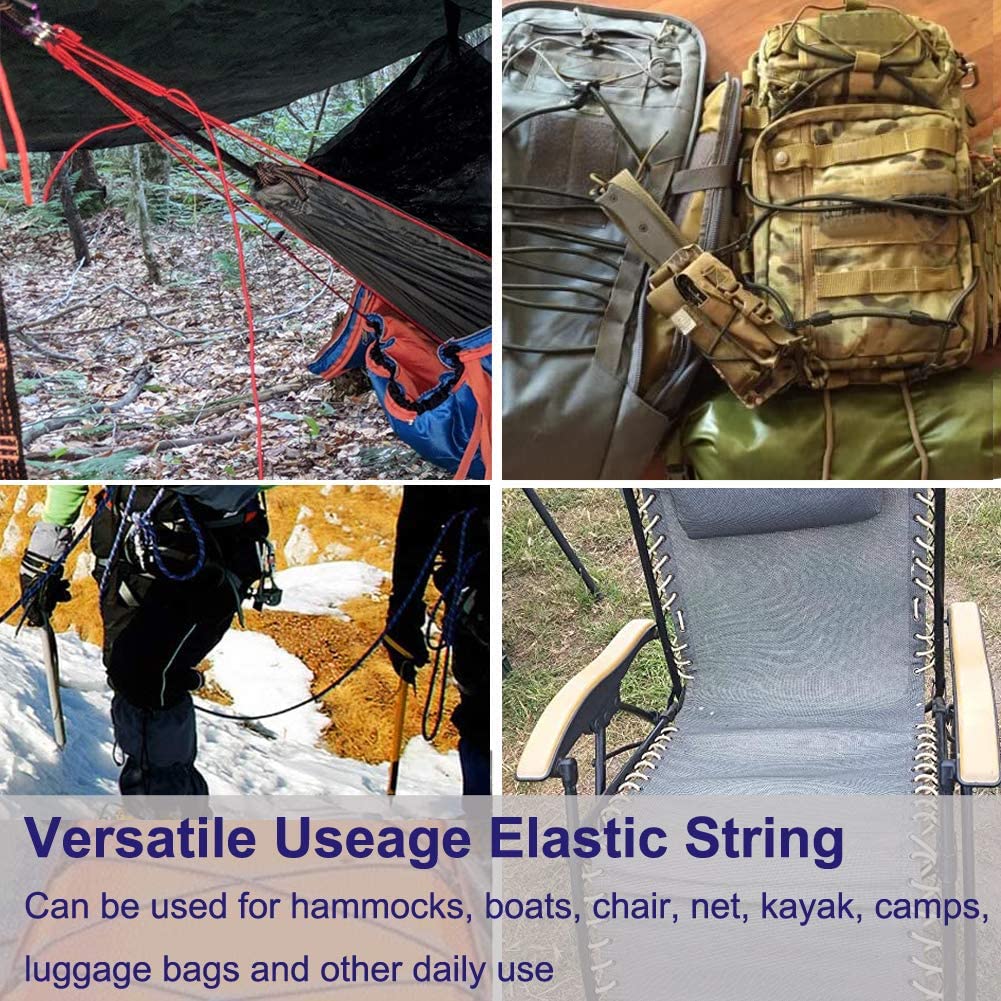 1/8" x 25' Bungee Shock Cord - Elastic Nylon Cords Kayak Stretch String Rope & Tie Down Trailer Strap, Marine Grade