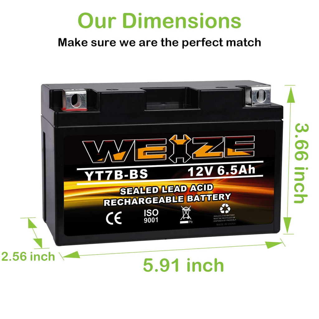 Weize YTX14 BS ATV Battery High Performance - Maintenance Free - Sealed AGM YTX14-BS Motorcycle Battery compatible with Honda Suzuki Kawasaki Yamaha scooter snowmobile
