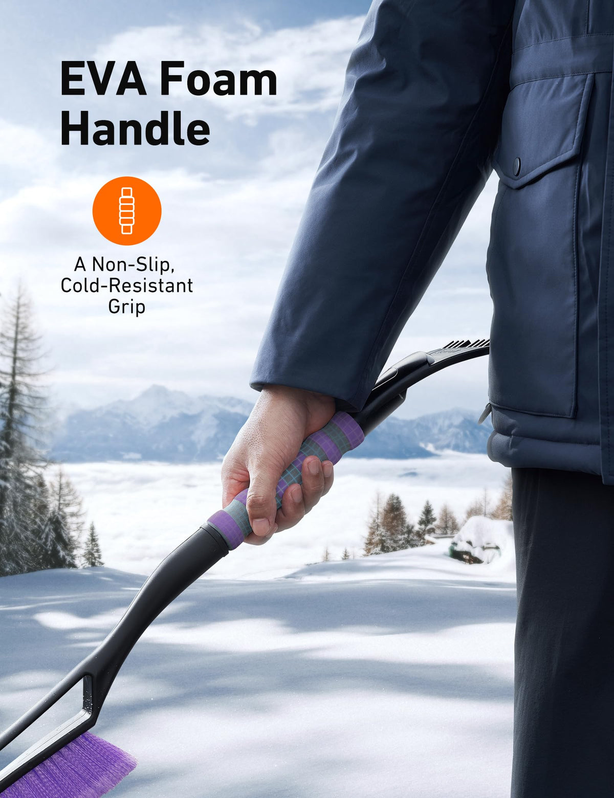 AstroAI 27" 2-in-1 Detachable Snow Brush & Ice Scrapers for Car Windshield