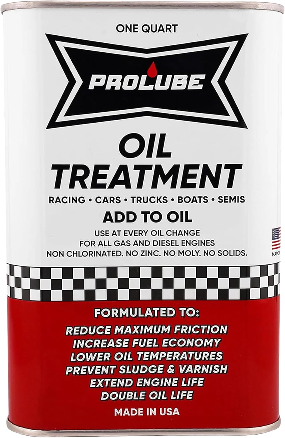 Prolube Oil Treatment - Engine Oil Additive for Gas & Diesel Engines - Reduces Wear, Noise, Vibration - Boosts Fuel Economy & Horsepower - Works on Transmissions & Differentials (1QT)