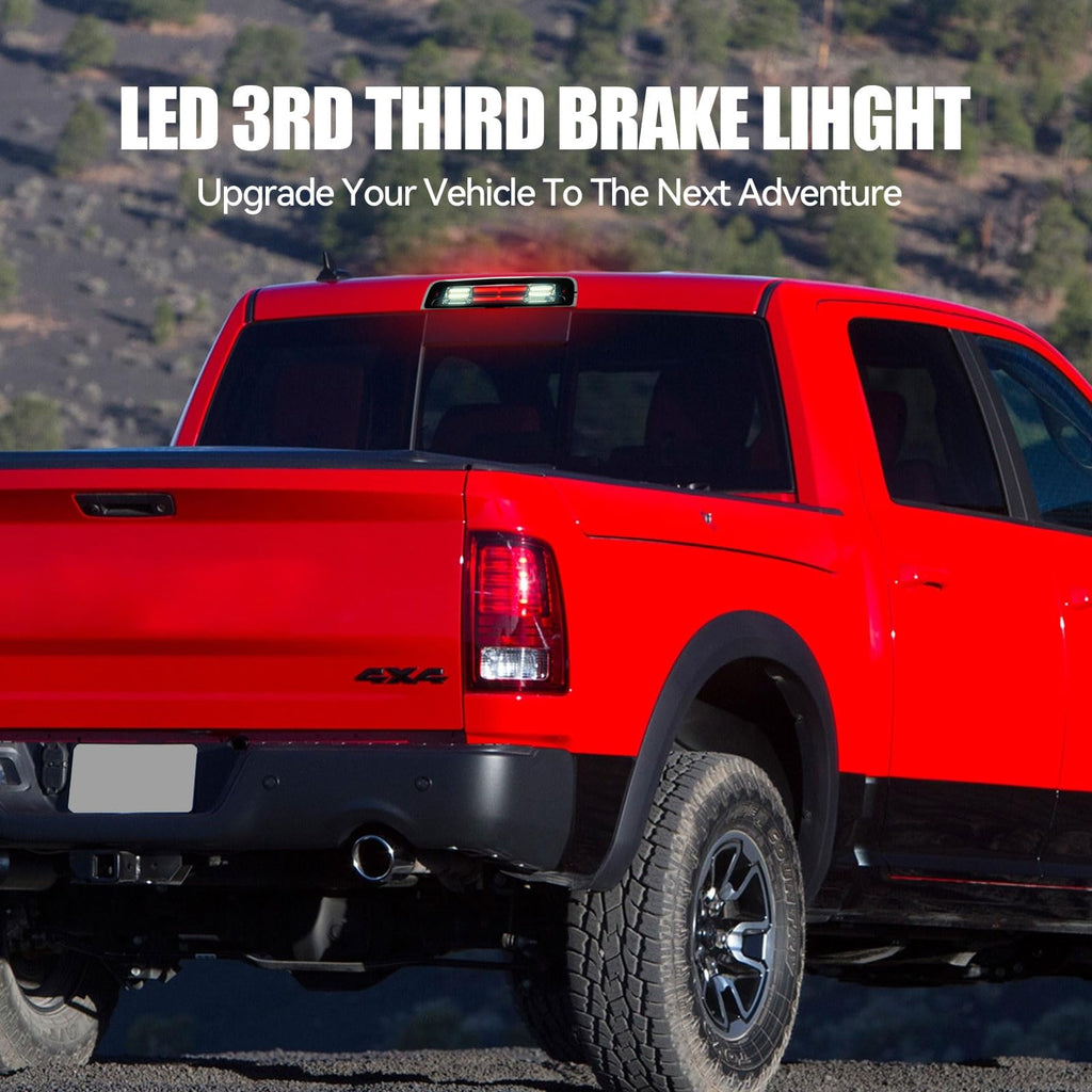 Third 3rd Brake Light, LED High Mount Stop Light for 2007-2013 Chevy Silverado/GMC Sierra 1500 2500HD 3500HD, Rear Center Cab Roof Tail Cargo Lamp, Red Lens