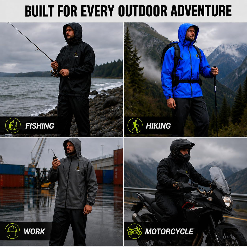 TIDEWE Rain Suit for Men, Waterproof Lightweight 2-Piece Rain Gear