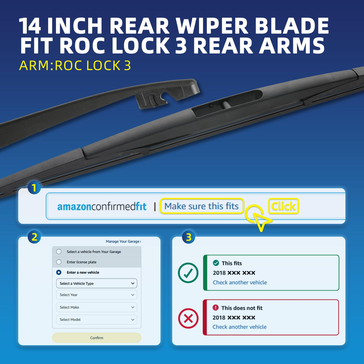 5 PLUS RearQuiet 12 Inch Rear Wiper Blade,OEM Replacement Rear Window Wiper