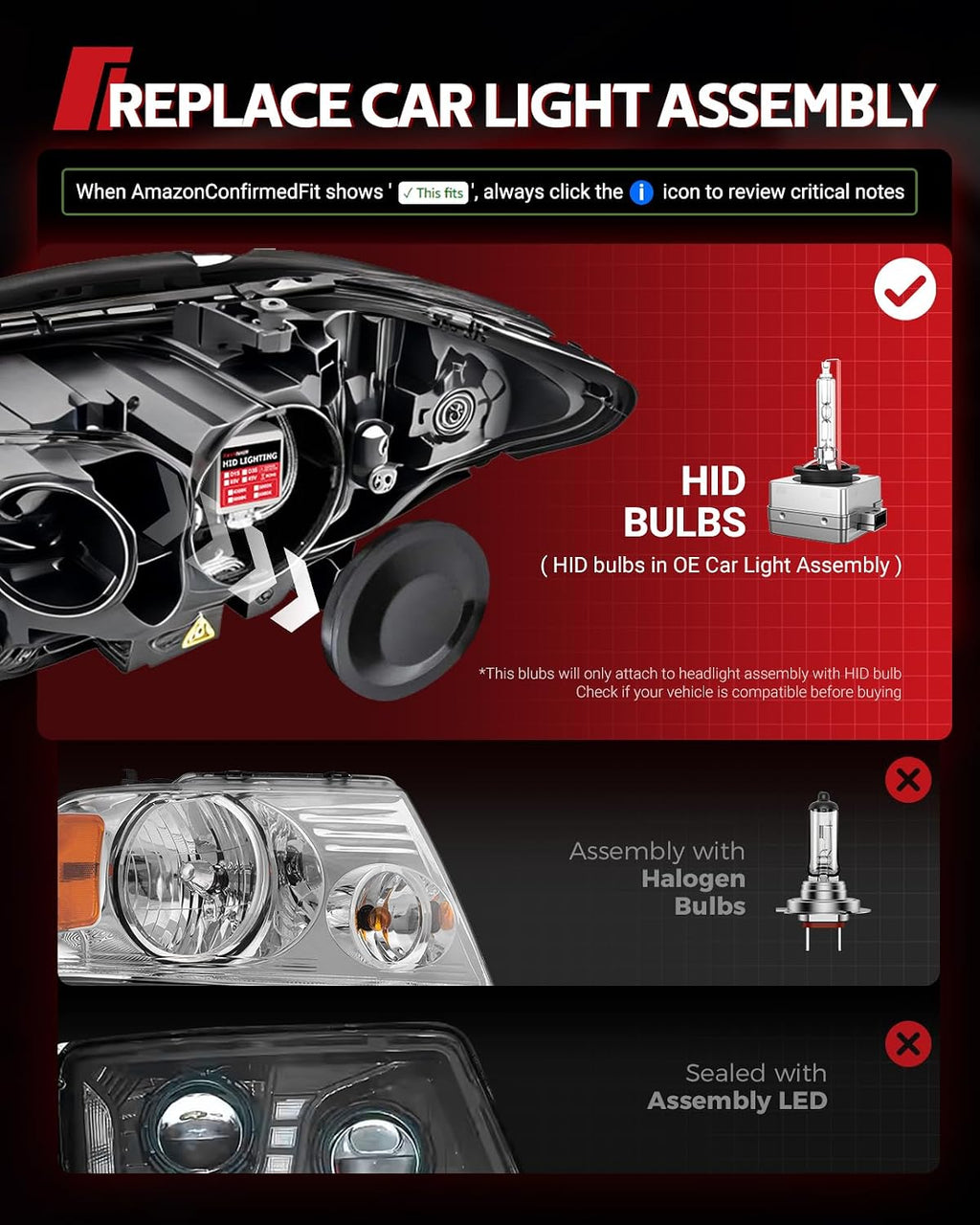 Torchbeam D3S HID Bulbs, 6000K Cool White, 35W 66340 42403 42302 (42403C1) Replace HID Xenon Bulbs, (Not fit Halogen Assembly), Pack of 2