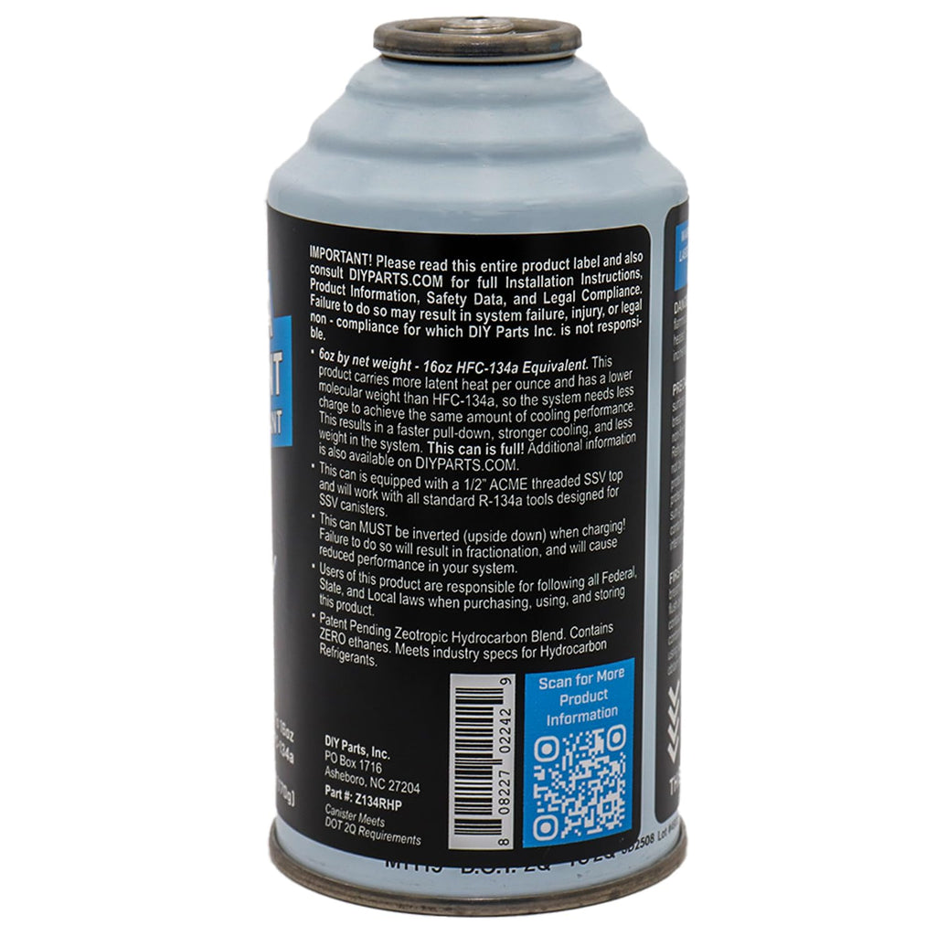 ZeroR AC Refrigerant R134a Replacement - Eco-Friendly, 100% Natural Hydrocarbon Gas - Compatible and Easy to Install with R134a A/C Recharge Systems - 3 Cans (6oz Each)