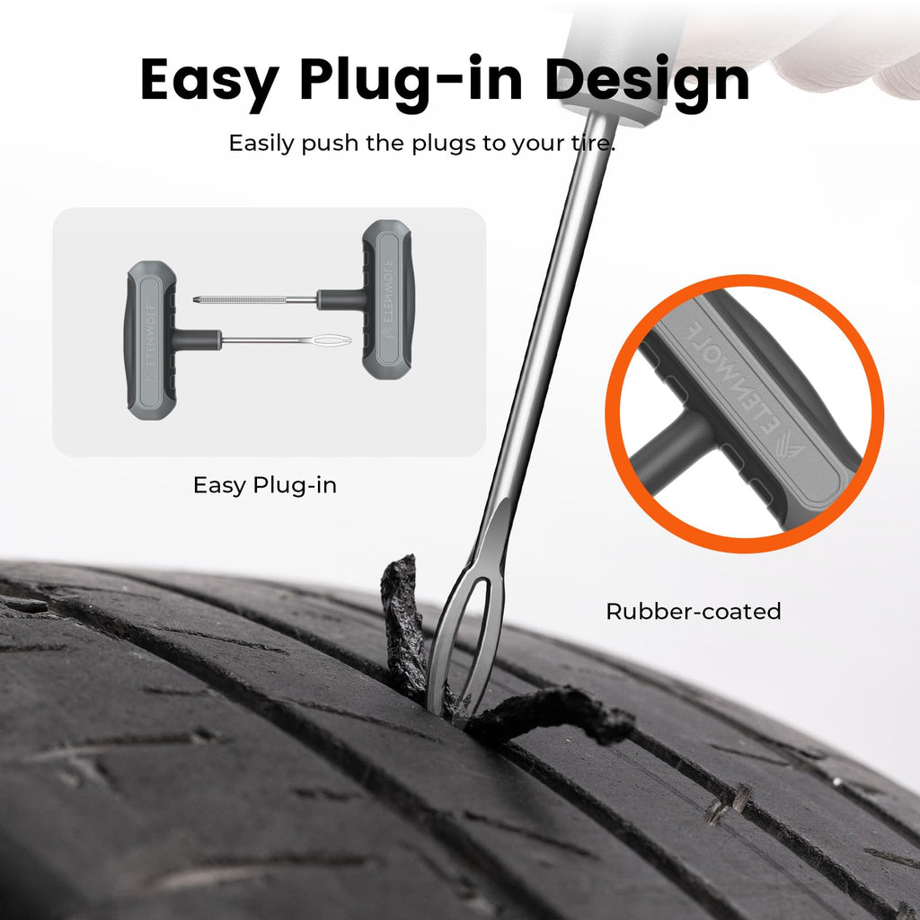 ETENWOLF Flat Tire Repair Kit with Plugs 16 Pcs, Heavy Duty Tire Plug Kit