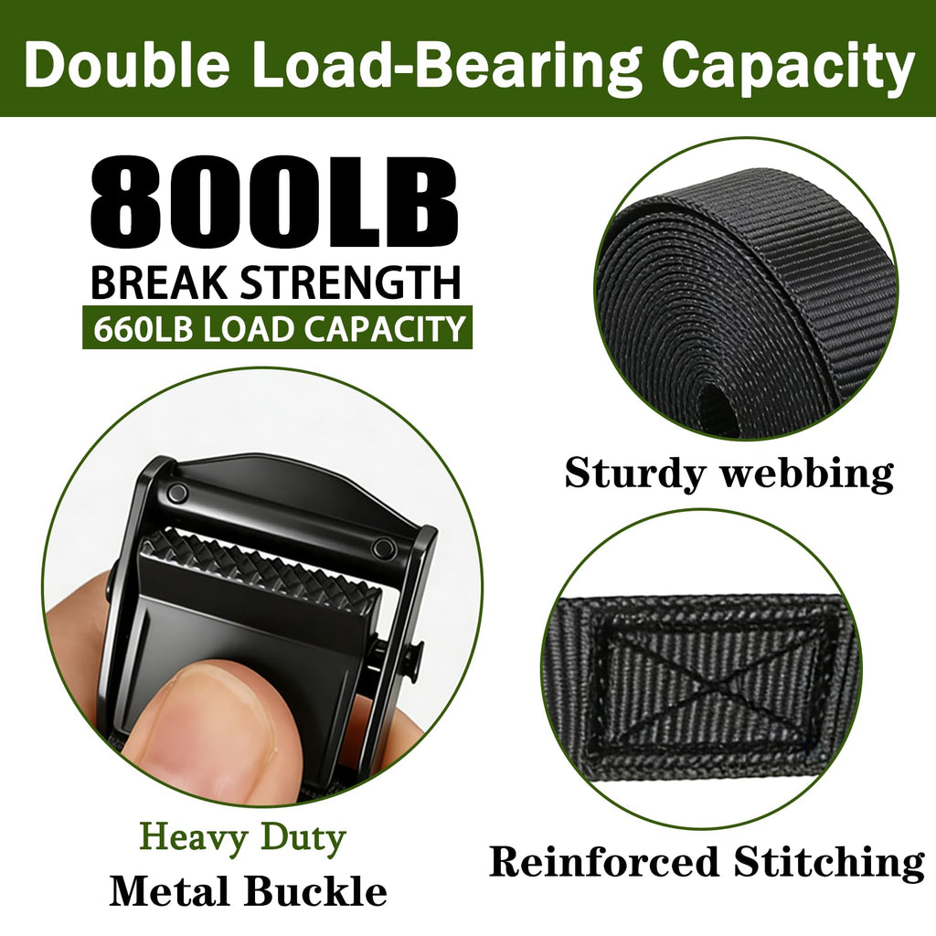 Lashing Straps with Buckles, 4Pack, 1 Inch × 5 Feet, Cargo Tie-Down Strap (Black, 5Ft)