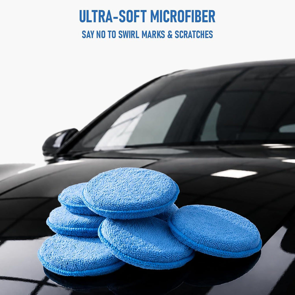 FONAROLL Microfiber Wax Applicator Pads, Car Wax Applicator, Buffing & Detail Polishing Foam Pads for Car Cleaning and Fine Polishing (5" Diameter, 6 Pack)…
