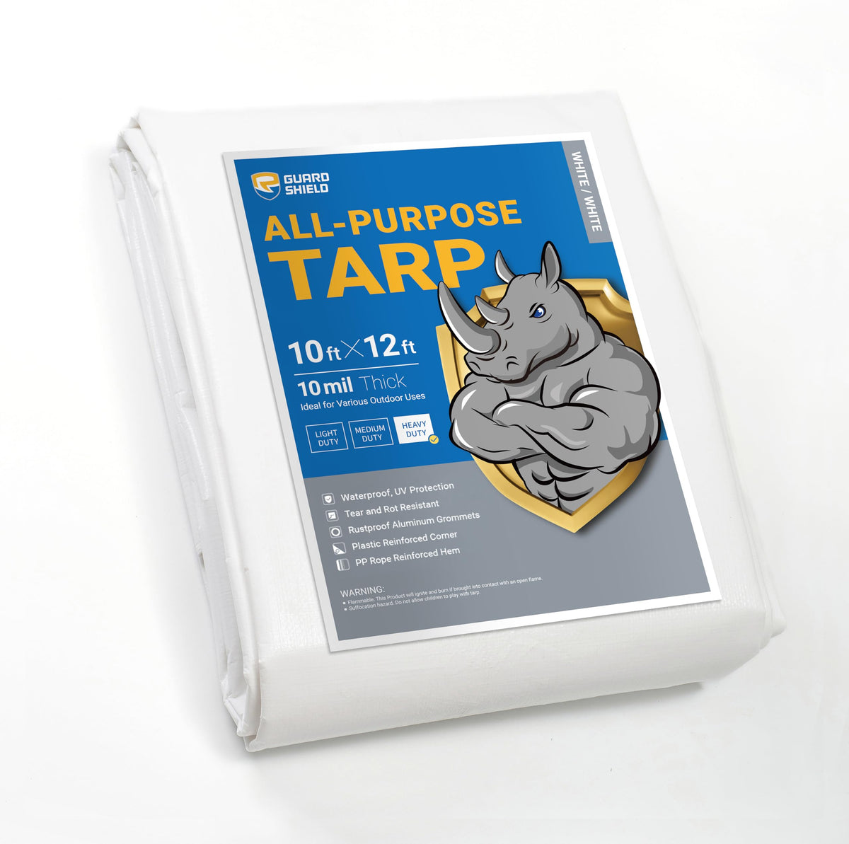GUARD SHIELD Heavy Duty Tarp 12x16 Feet Green Multi Purpose Thick Waterproof Poly Tarp Cover 10mil