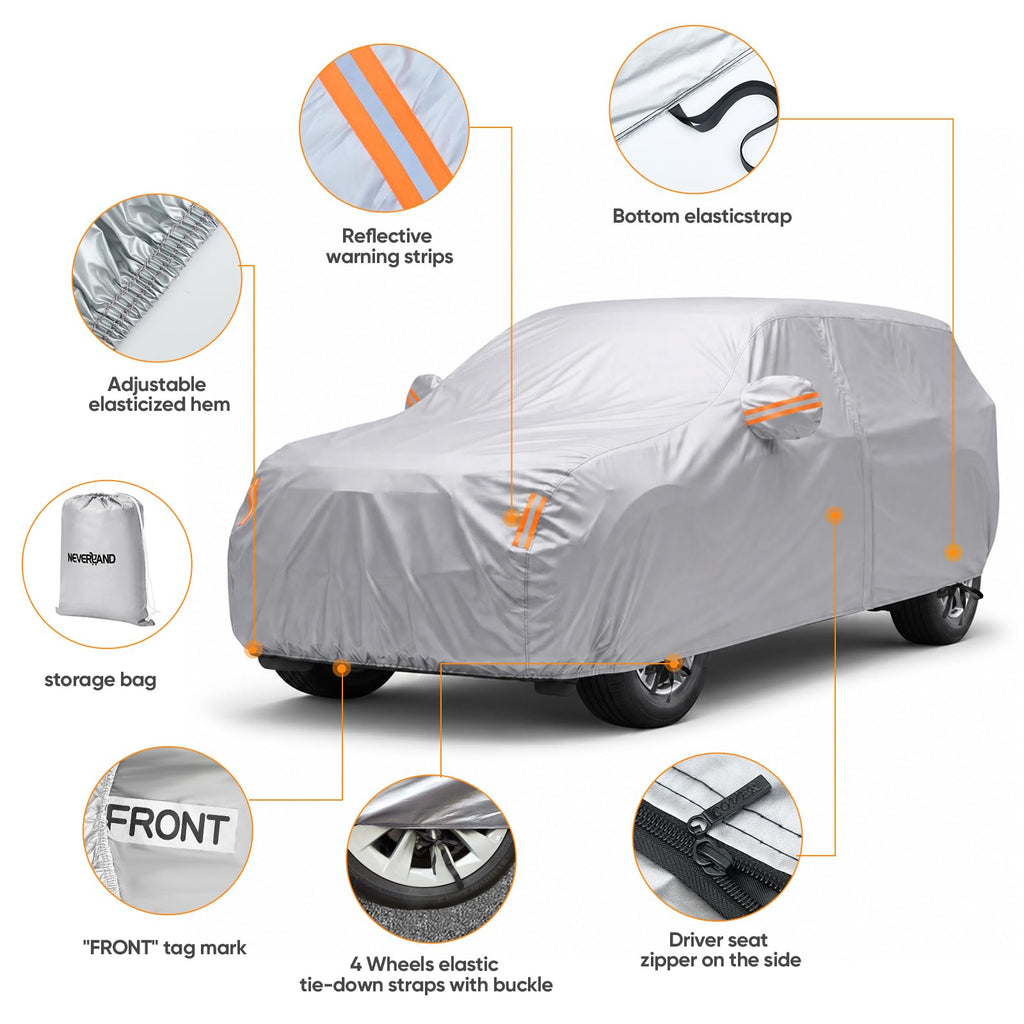 NEVERLAND Car Cover Waterproof All Weather for Sedan 183''L x 70''W x 59''H
