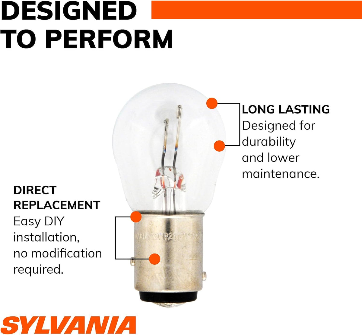 SYLVANIA 2357 Long Life Miniature Bulb, Daytime Running Light, 2 Bulbs