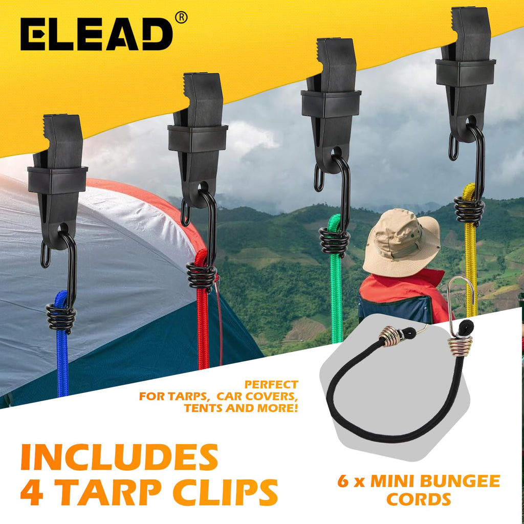 Bungee Cords Heavy Duty Outdoor: 20 Pcs Premium Rubber Bungee Cords with Hooks in a Storage Jar Includes 10", 18", 24", 30", 36", 48" Bungee Cord for Camping, Tent, Fastening Items