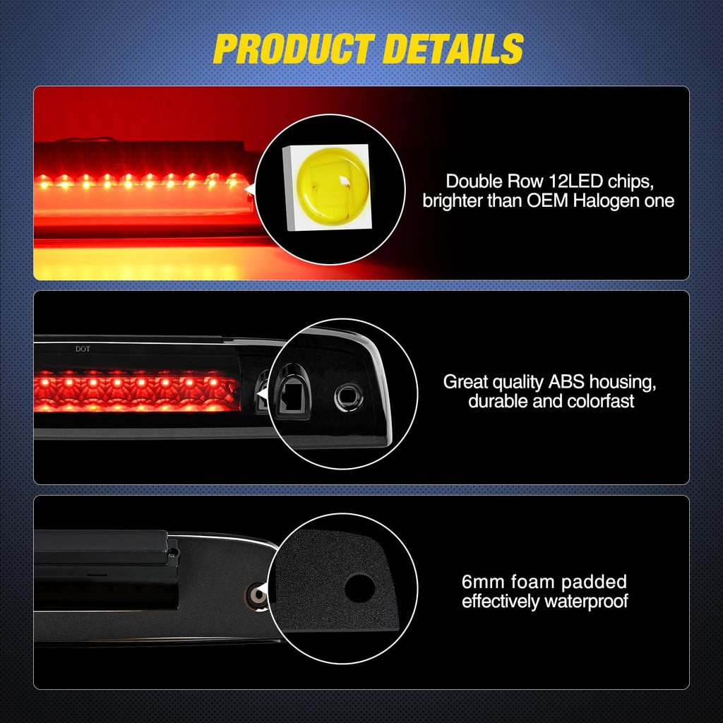 Nilight Third Brake Light for Ford F-150 2009-2014, Smoked Lens