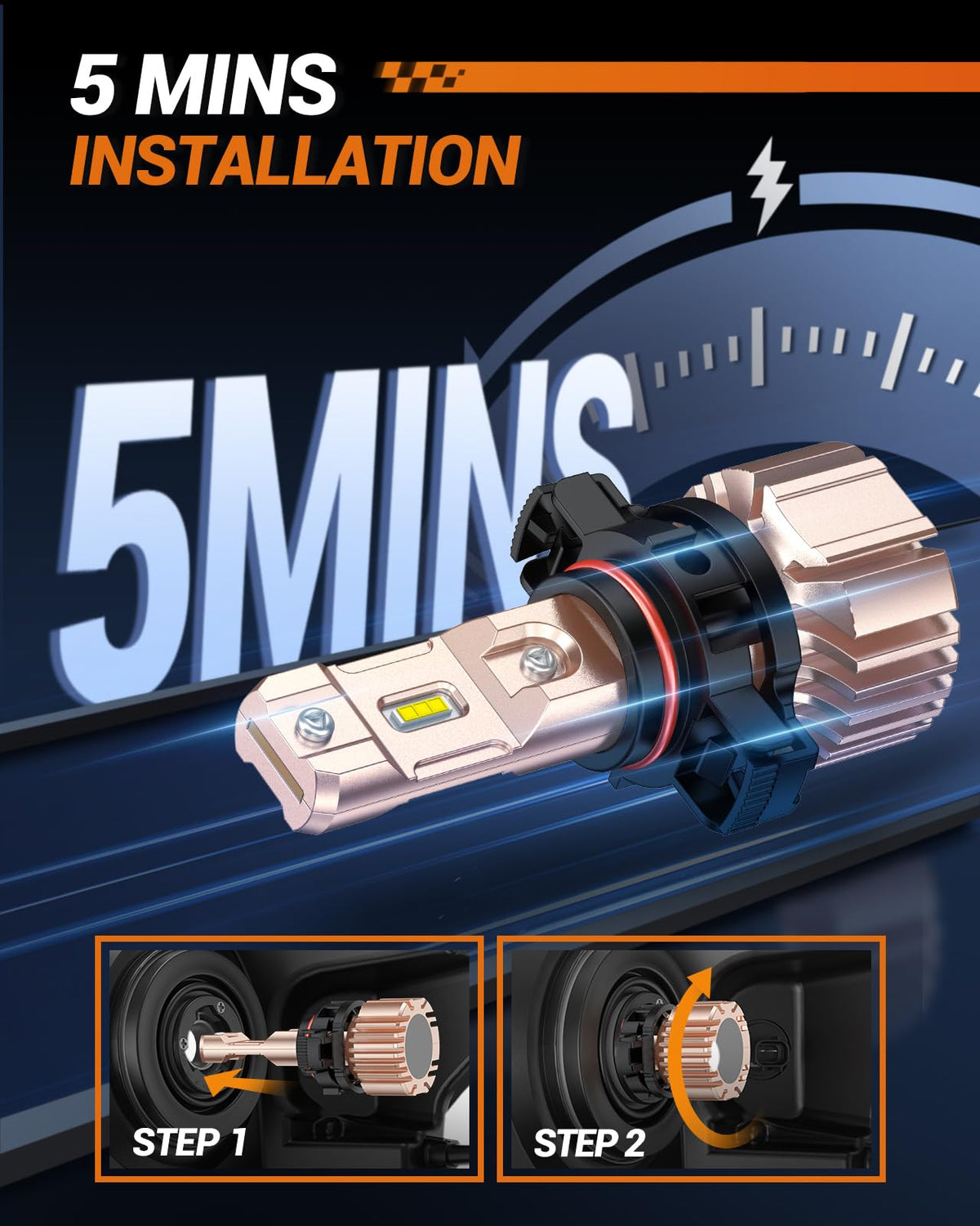 SEALIGHT H11/H9/H8 Light Bulb, 1000% Brighter than Origin, 6500K Output Canbus Ready, IP68 Waterproof, 80000Hrs Lifespan, 1：1 Size Installation, Pack of 2