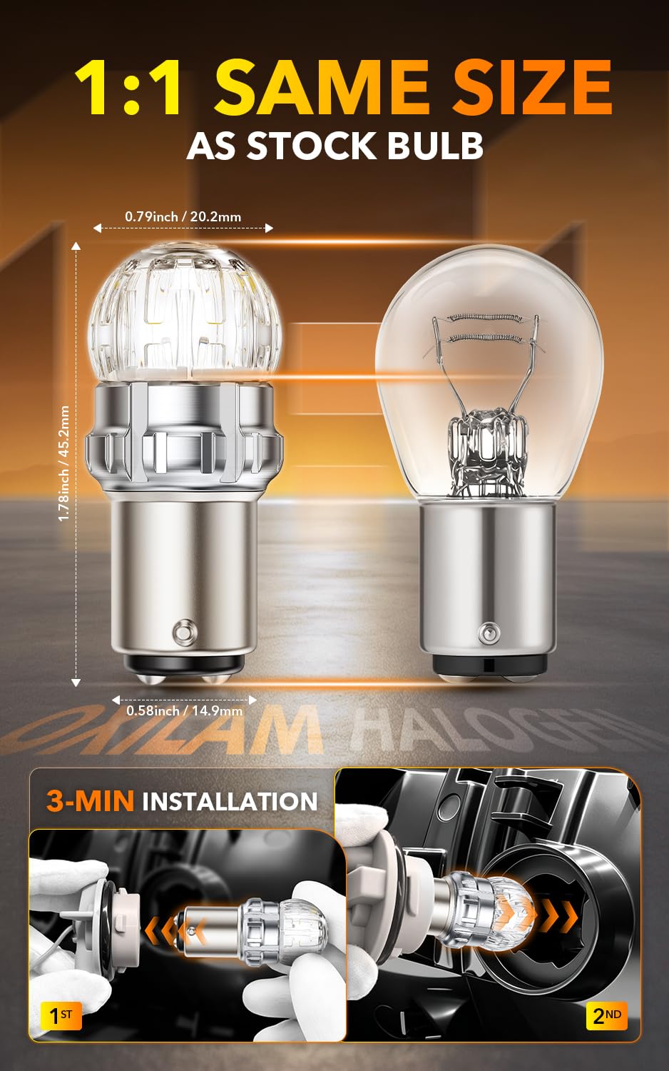 OXILAM 194 LED Bulb for License Plate Bulb Super Bright, 168 T10 W5W 2825 LED Bulb for Dome Door Map Courtesy Trunk Cargo Dash LED Interior Light Bulb, Pack of 2