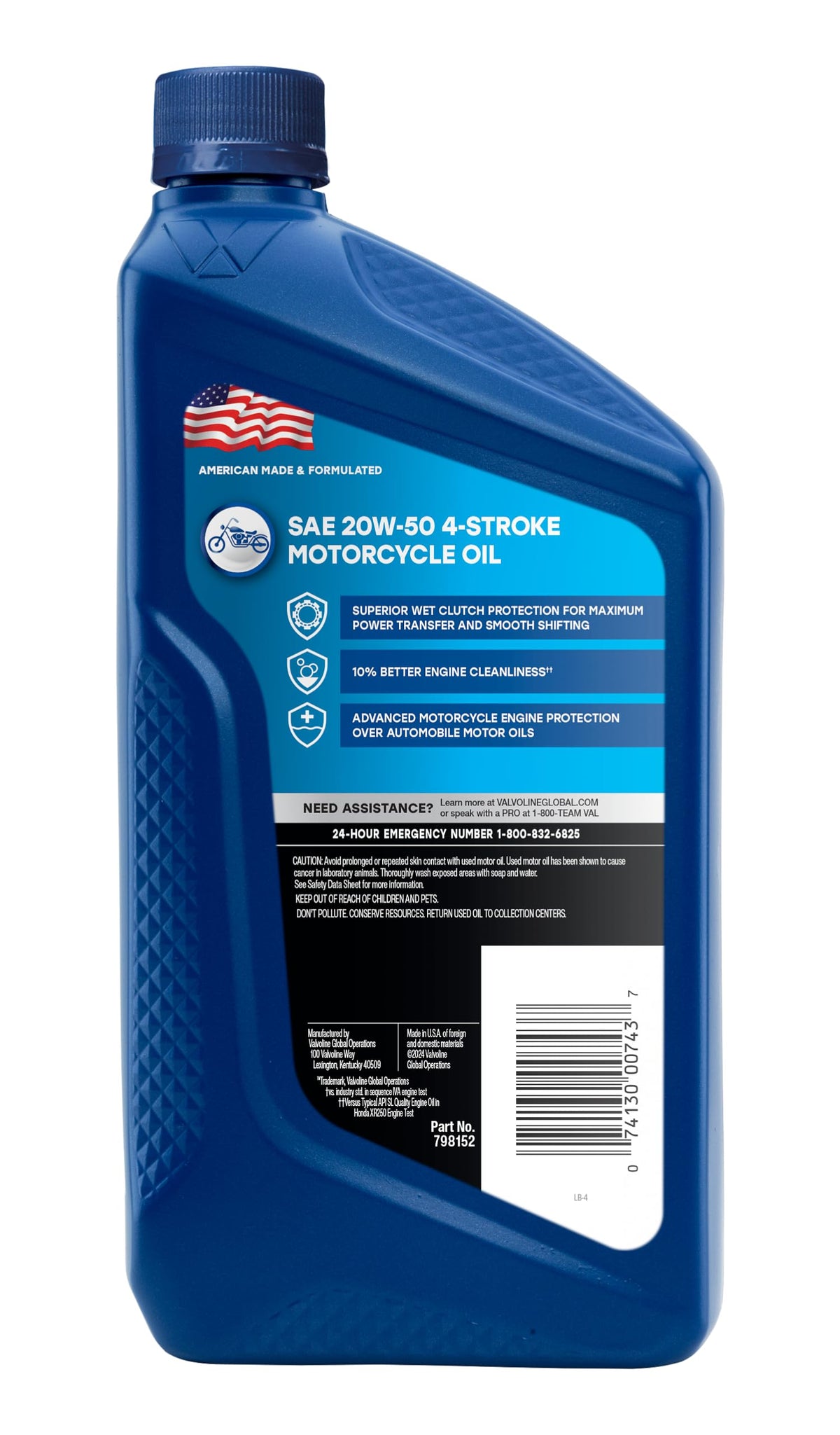 Valvoline 4-Stroke Motorcycle Full Synthetic 10W-40 Motor Oil 1 Quart
