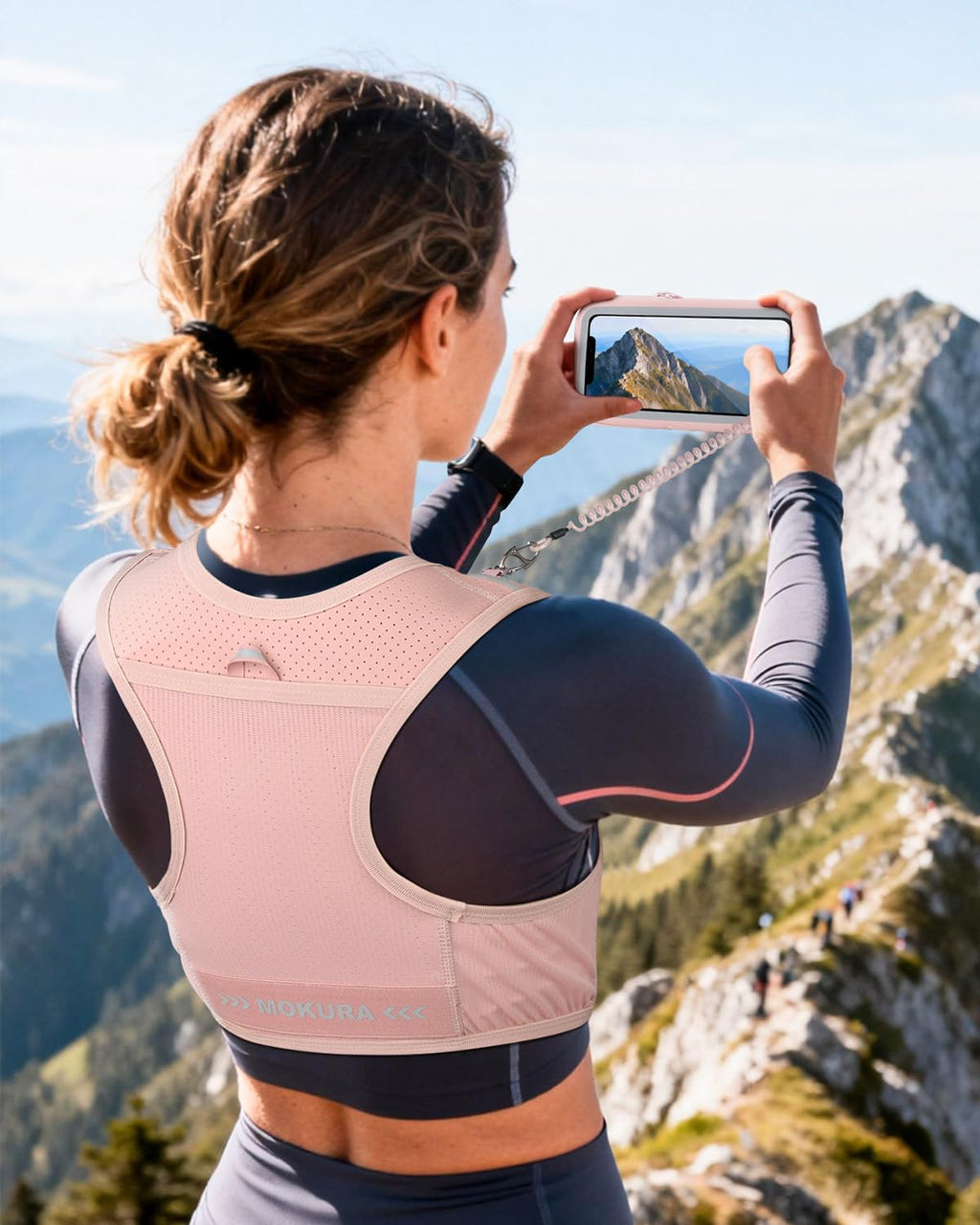 MOKURA Running Vest for Women Men with 500ML Soft Flask & Phone Holder