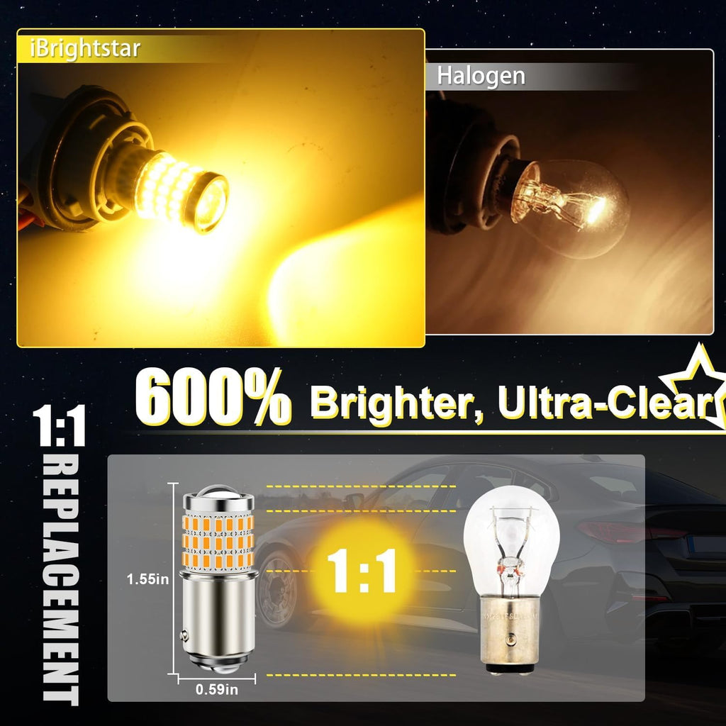iBrightstar 3157 LED Bulb White, 4157 3156 LED Reverse Light Bulbs Super Bright for Tail Brake Lights Backup Lights Turn Signal Lights, 2 Pack