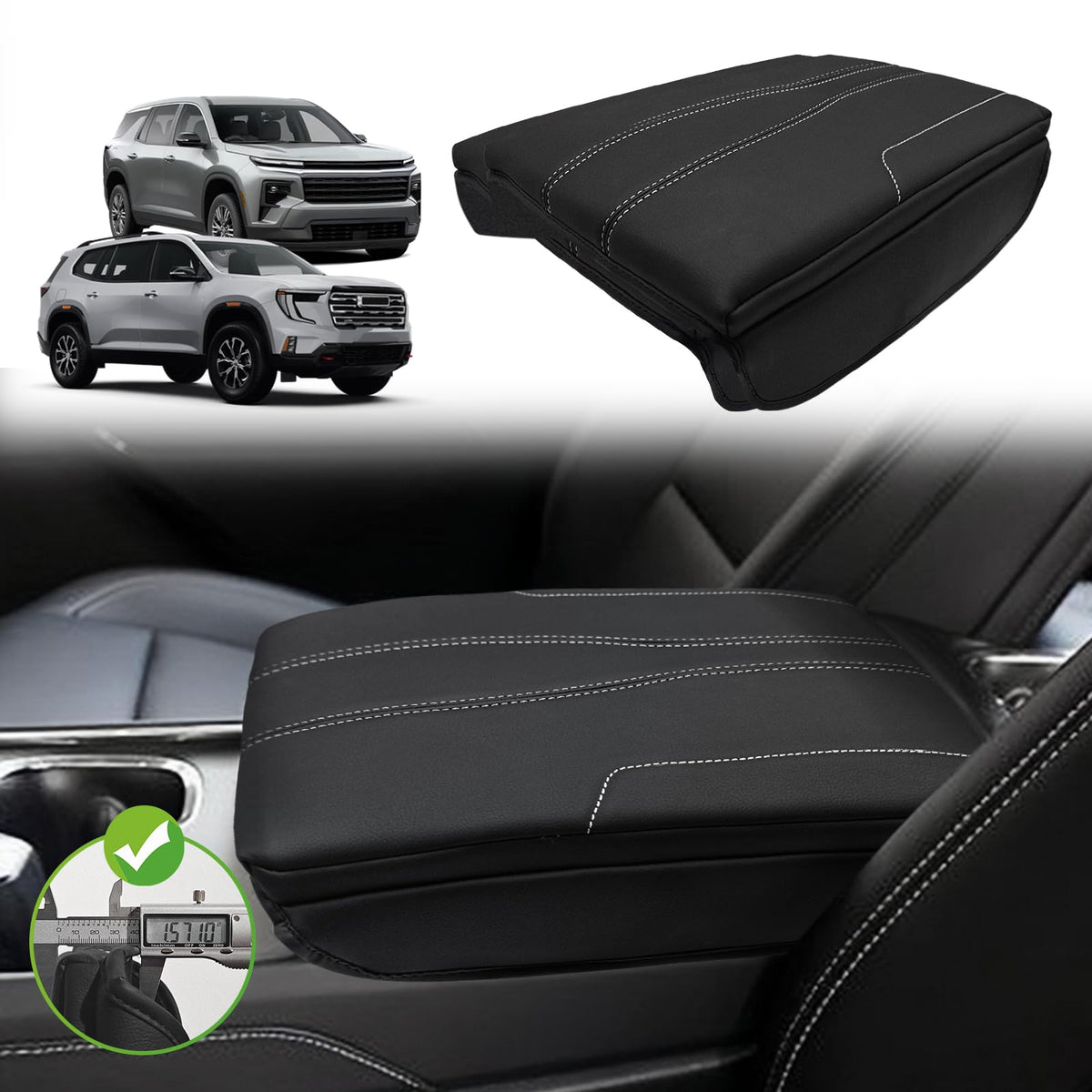 Muslogy Armrest Cover for Silverado/Sierra 2019-2026, Regular Thick, Bench