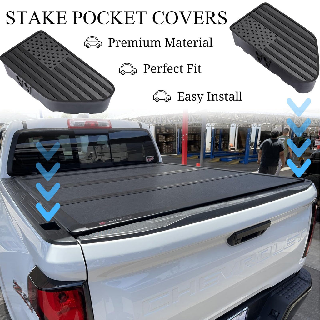 Bed Rail Stake Pocket Covers for GMC Chevy Silverado Sierra 1500 2019-2024 2025 2026, GMC Sierra 2500 3500HD 2020-2024 2025 2026, Truck Caps Rear Holes Plugs Covers Black