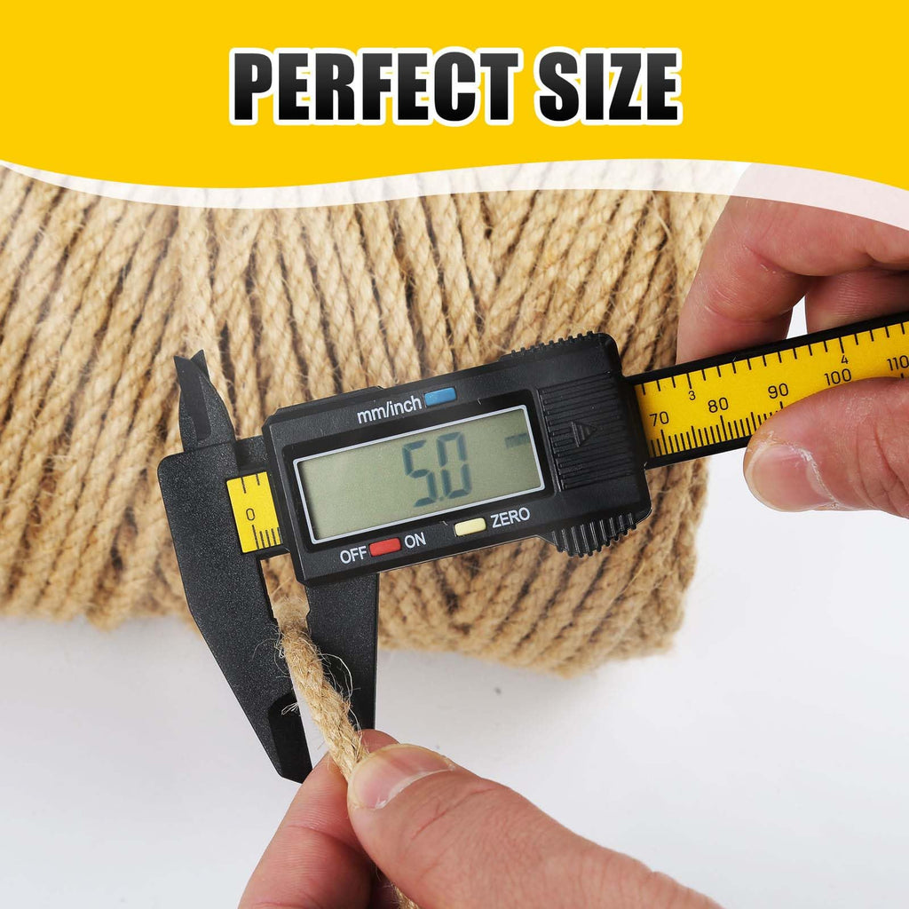 Natural Jute Twine, 8MM x 50FT Jute Rope Roll, Heavy Duty Thick Twine for Cat Scratching Post, Bundling, Gardening and DIY Crafts
