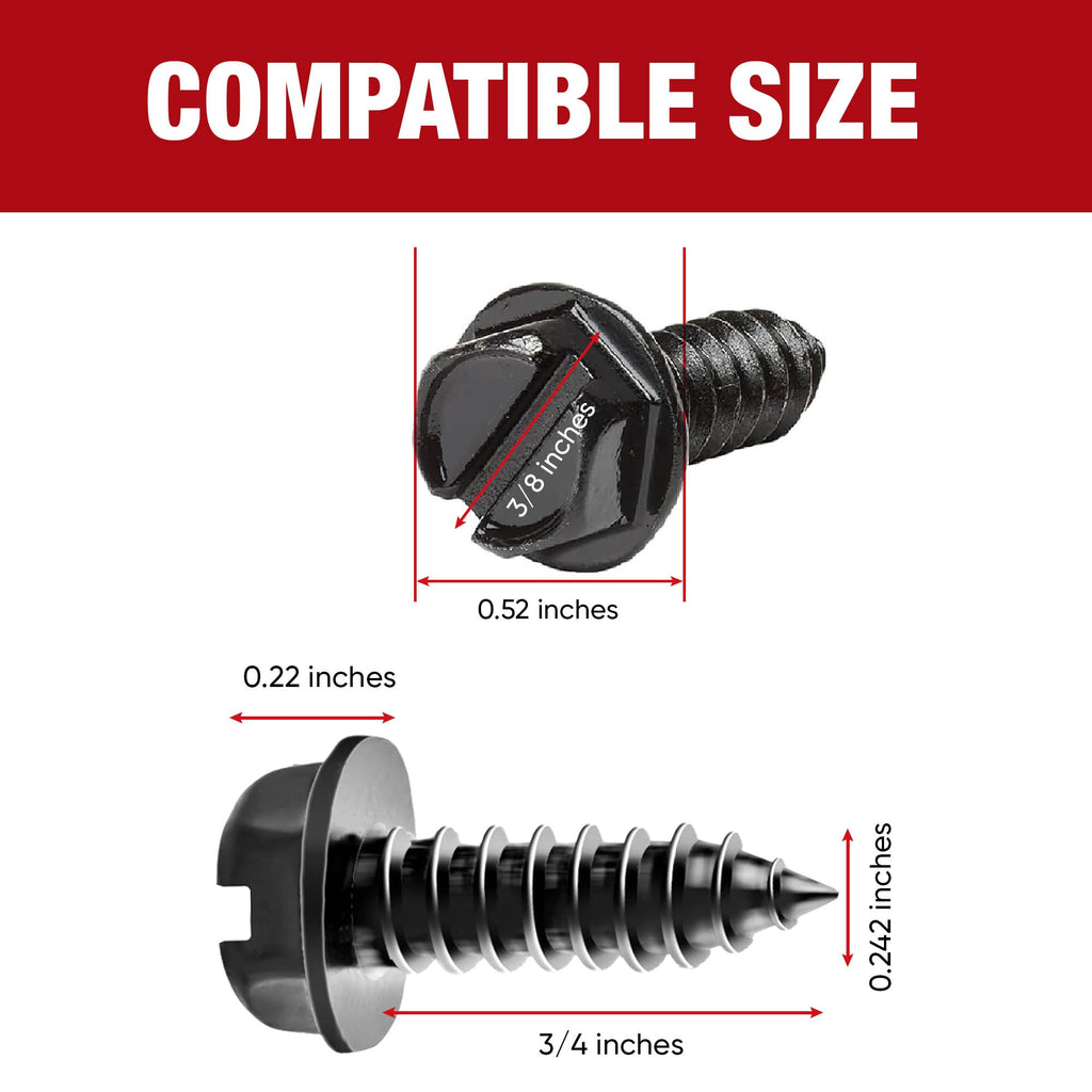 Suspension Dudes License Plate Screws with Rustproof Finish (4-Pack, Black)