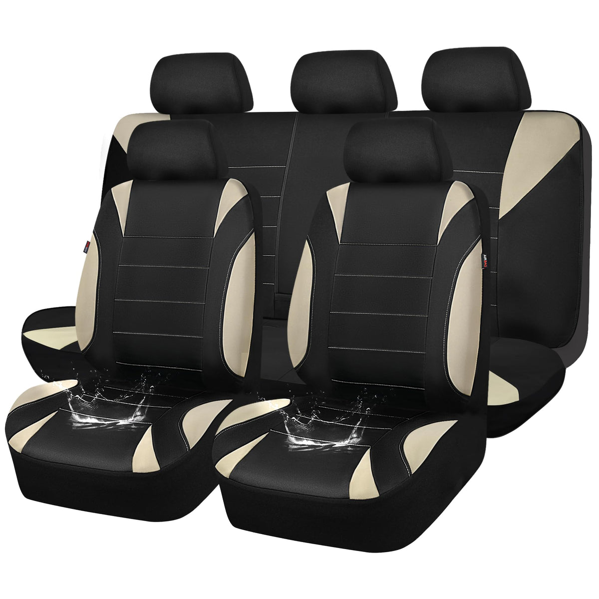 CAR PASS Waterproof Car Seat Covers Front Seats Only with 5mm Composite EVA, Neoprene Car Seat Cover with Separate Headrest Cover, Quick Setup Universal Fit for Car SUV Trucks,Airbag Compatible（Gray