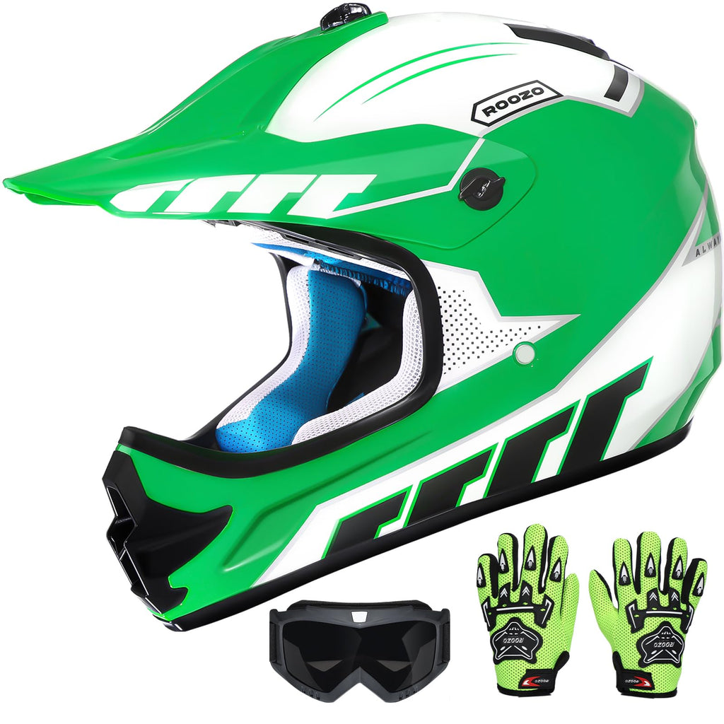 Youth Kids Dirt Bike Helmet DOT Approved, Full Face Motocross Set