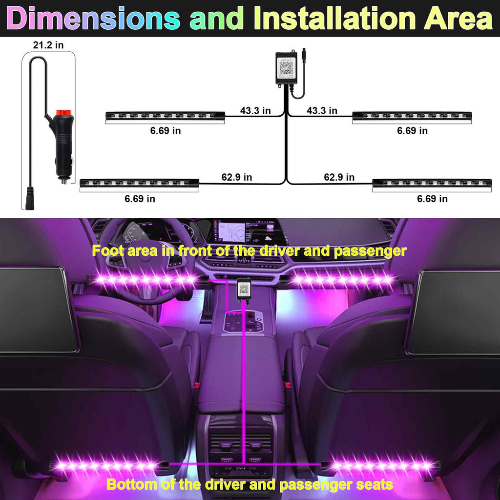 BFXM Car Interior Lights, LED Lights Strip with USB Adapter Car Accessories