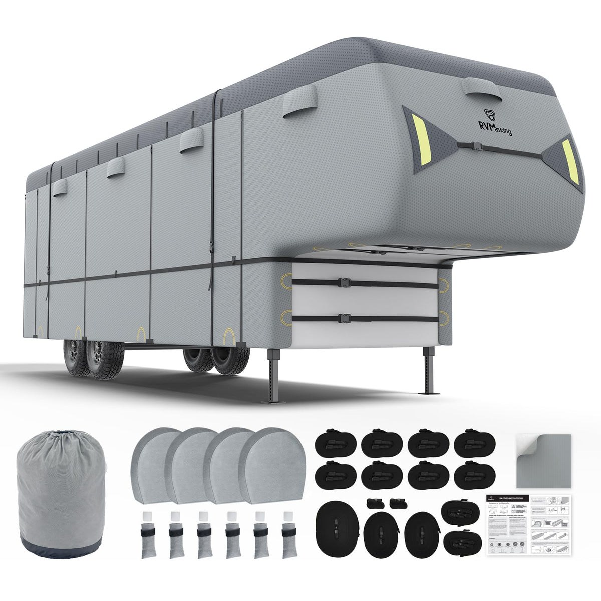 RVMasking Travel Trailer RV Cover, 9-Layer Heavy Duty Waterproof,28-31ft
