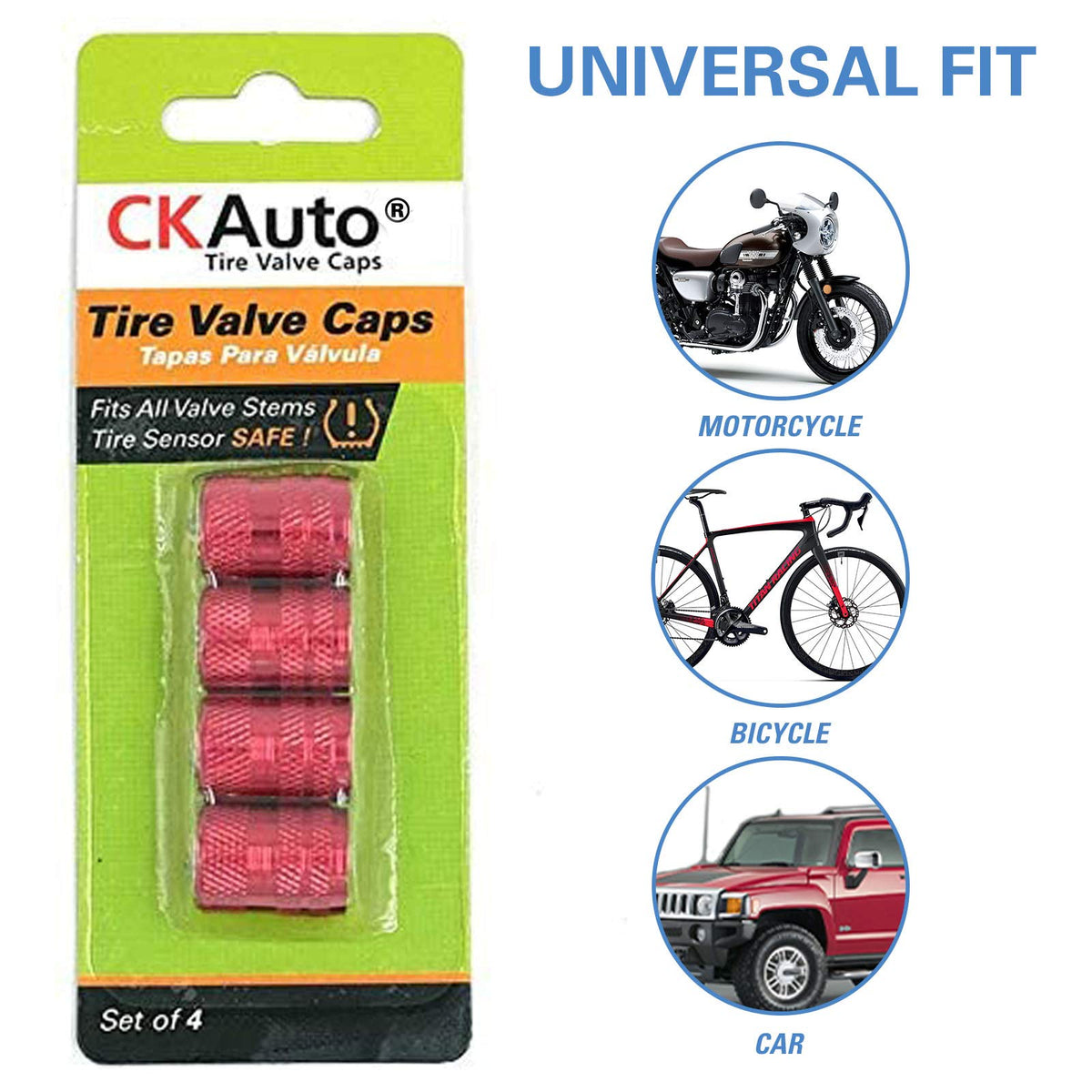 CKAuto Tire Valve Stem Caps, Aluminum Black, 4 pcs/Pack