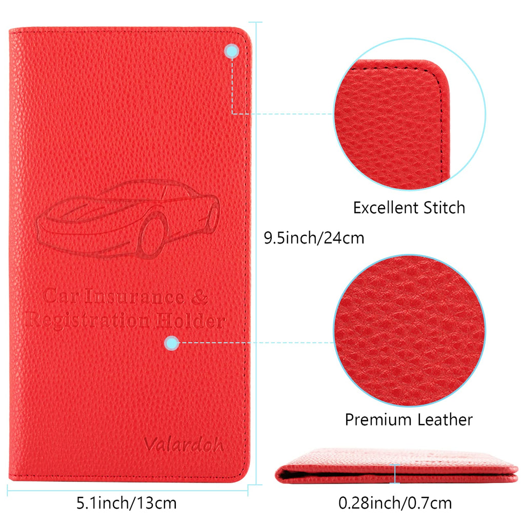 Valardoh Premium Car Registration and Insurance Card Holder, Car Document Holder for Cards, Driver License & other Essential Documents (Pink)