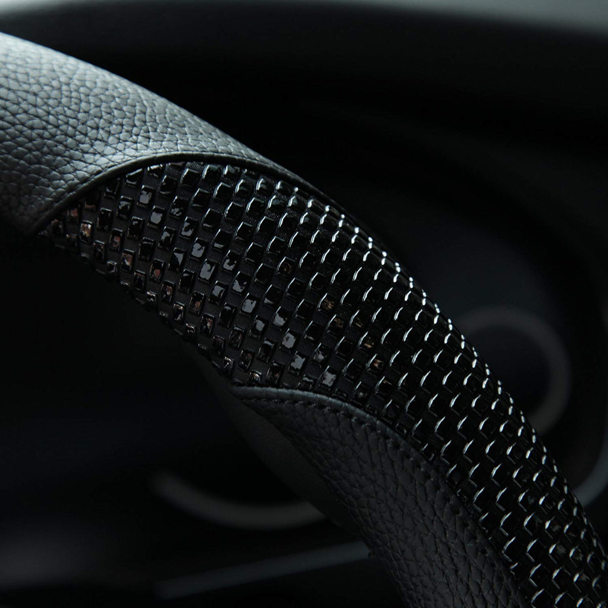 Valleycomfy Microfiber Leather Steering Wheel Cover Universal 15 inch (Black)