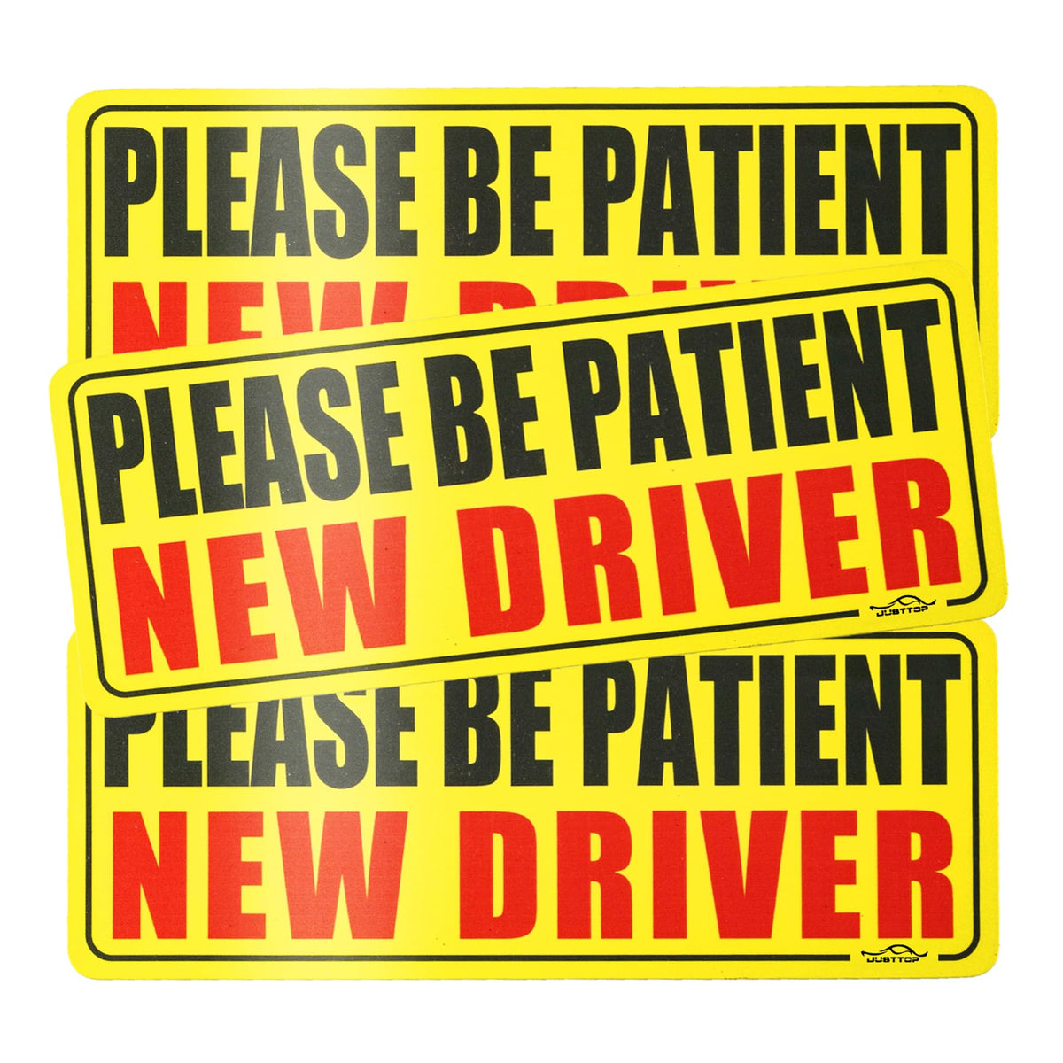 JUSTTOP 3pcs Student Driver Magnet for Car, Please Be Patient Student Driver, New Drivers Sticker Safety Warning, Magnetic Reflective Rookie Driver Bumper Sticker (Black&Red)