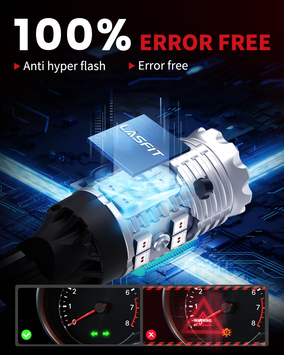 LASFIT 921 LED Bulb Reverse Lights, 912 T15 Back Up Light CANBUS Error Free W16W 906 Reversing Bulb 904 916 6000K Xenon White New Upgrade Design, Plug and Play (Pack of 2)