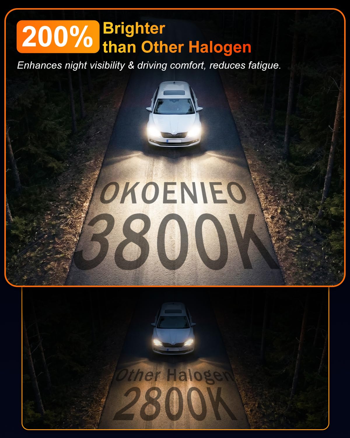H11 Headlight Bulbs, 12V 55W, 4000 Lumens, 3800K, Halogen Light Bulbs, No Glare, Headlight Bulbs High and Low Beam, Fog Light Bulb,Head Light Bulb for Car, Pack of 2
