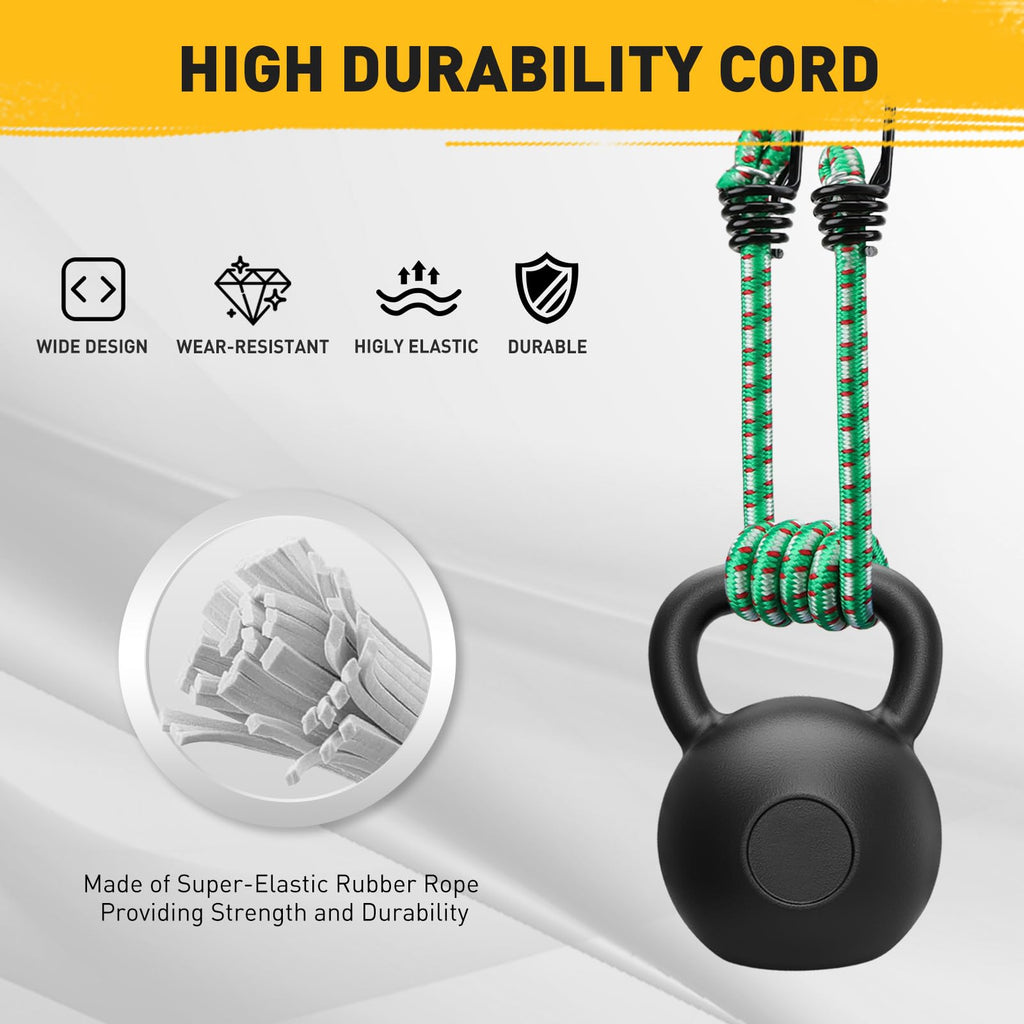 Bungee Cords Heavy Duty Outdoor: 20 Pcs Premium Rubber Bungee Cords with Hooks in a Storage Jar Includes 10", 18", 24", 30", 36", 48" Bungee Cord for Camping, Tent, Fastening Items
