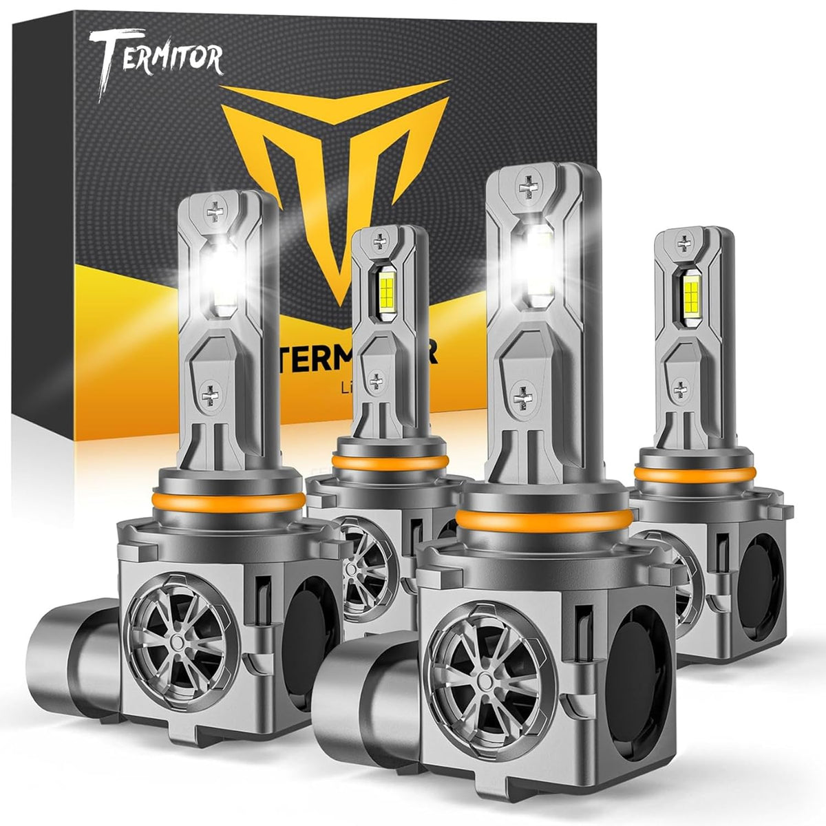 Termitor 9007/HB5 Light Bulbs, 90000LM 1500% Brightness, 70K+ Hours Lifespan, 6500K Cool White, 98%+ Vehicle Compatibility, Canbus Ready System, No Adapter Required, Plug N Play, Pack of 2