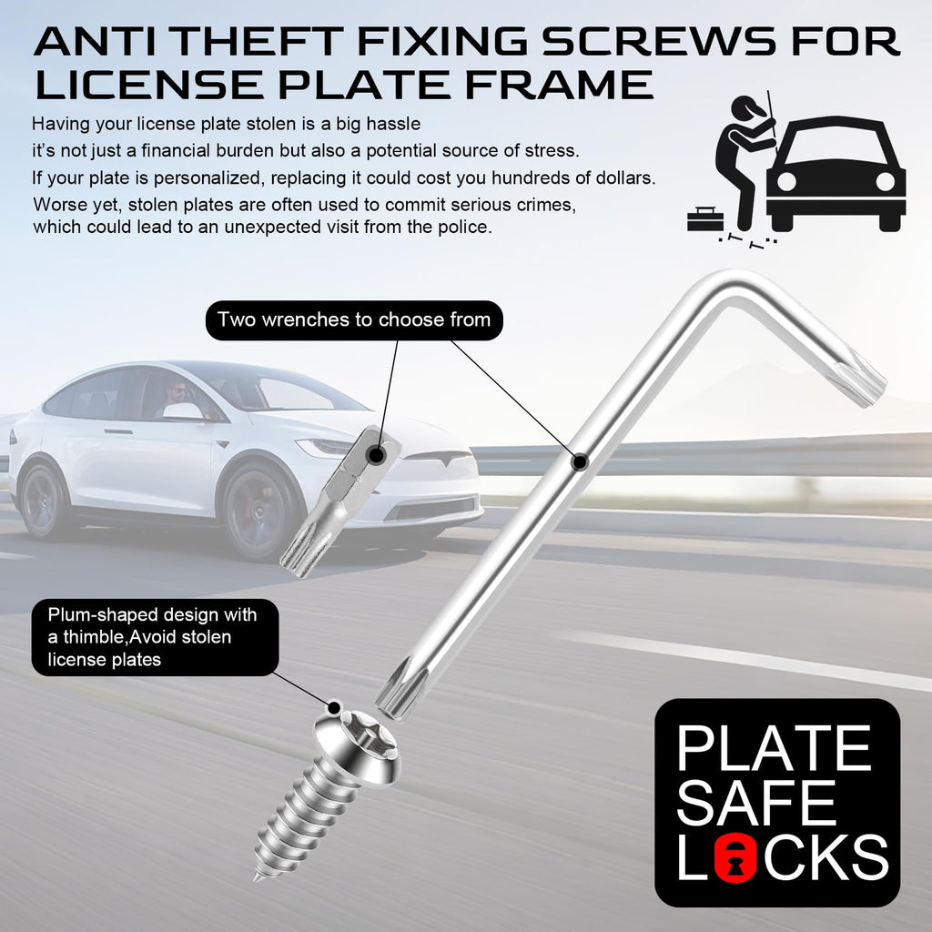 LivTee Rustproof License Plate Screws for Securing License Plates Frames and Covers on Cars and Trucks, 4 Sets Premium Stainless Steel Self Tapping Mounting Bolts (Black Zinc Plated)