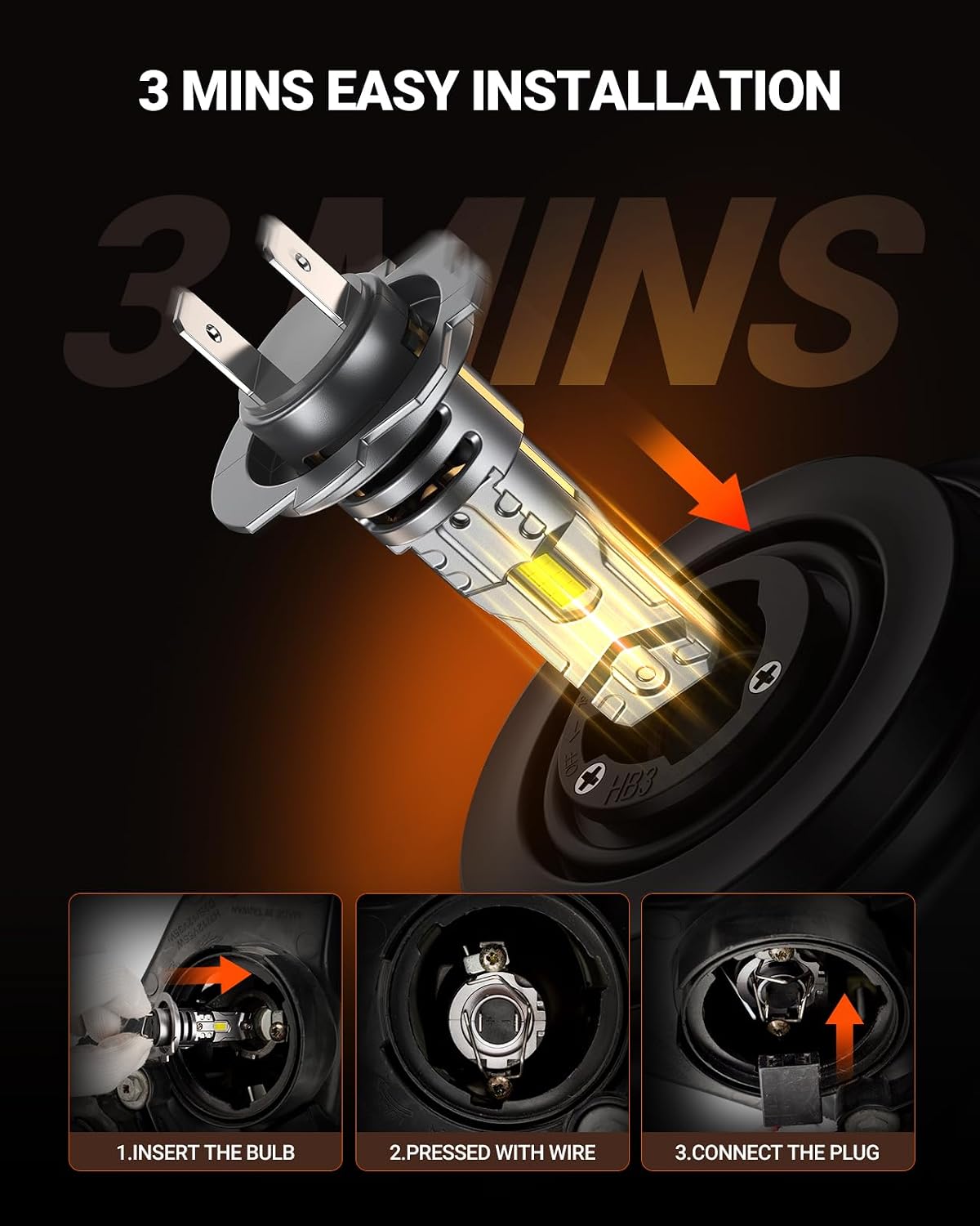 SEALIGHT H7 LED Bulbs, 60000LM 1000% Super Brighter, 1:1 Mini Size, 6500K Cool White, 80,000Hrs Long Service Life with Cooling Fan, Plug and Play, Pack of 2