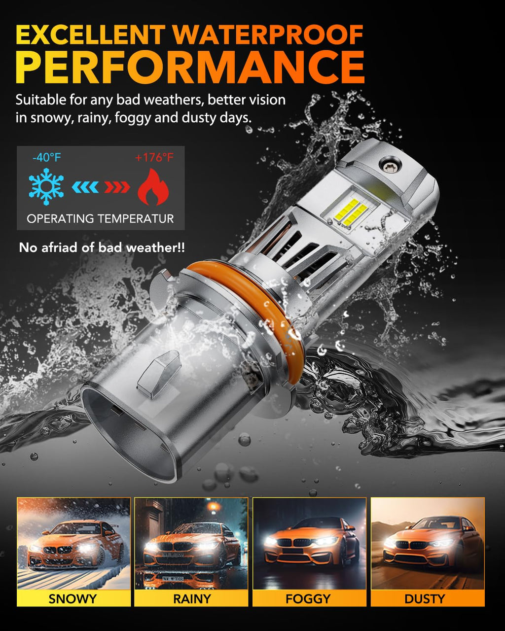 OXILAM H7 LED Light Bulb, 60000LM 10X Brighter 6500K White, Anti-Flicker, 60,000Hrs Lifespan, Plug and Play, H7 Fog Compatible with Cars Trucks SUVs, Pack of 2