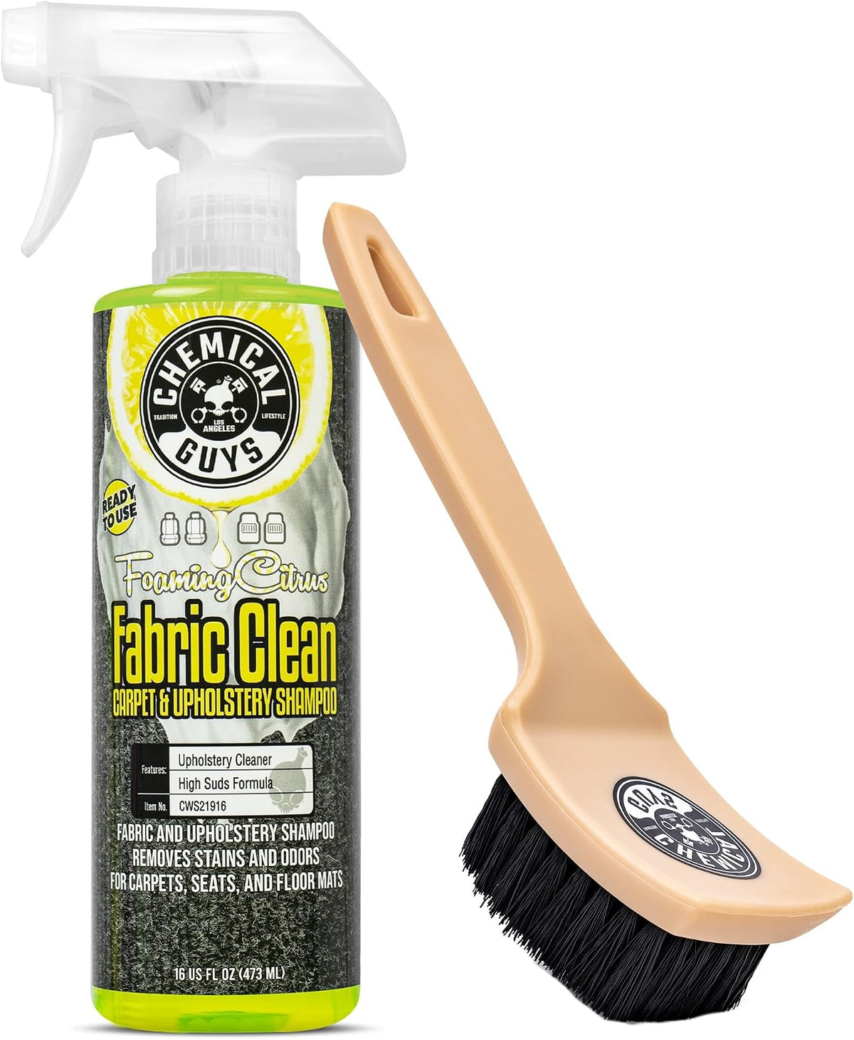 Chemical Guys, Citrus Fabric & Carpet Cleaner Spray with Brush Kit, 16 oz